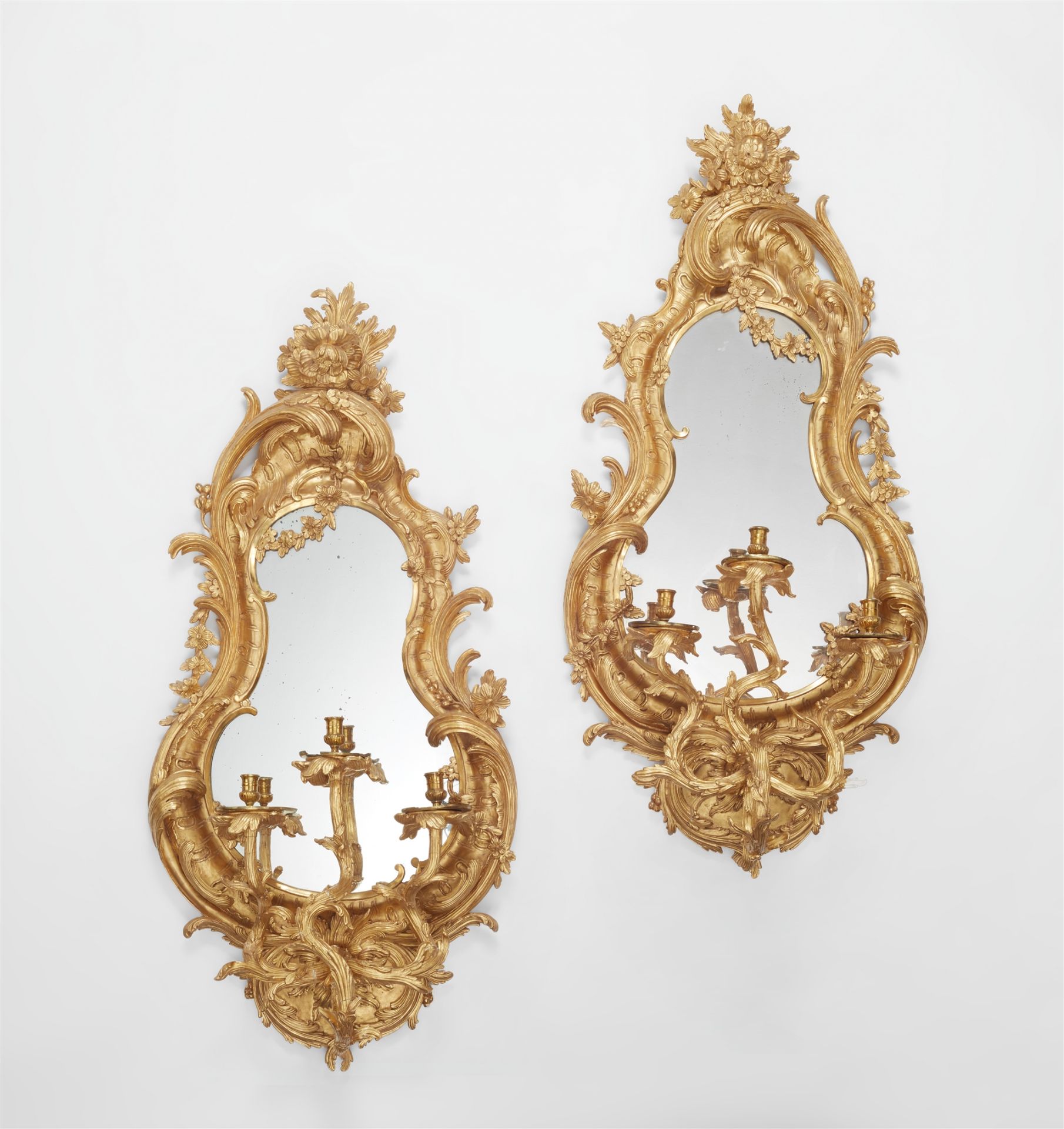 A pair of large giltwood mirrors