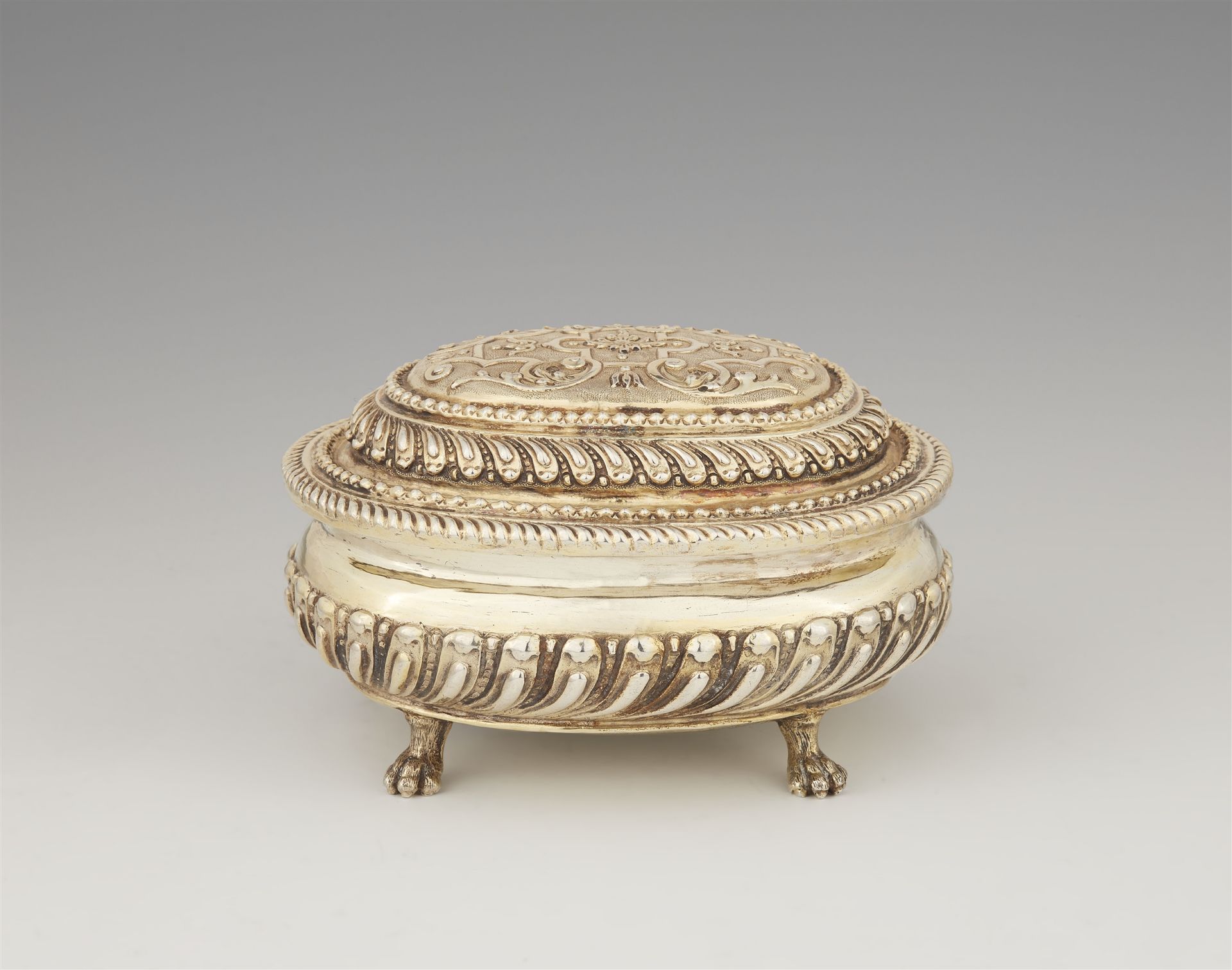 A museum-quality Augsburg Régence silver gilt toilette box