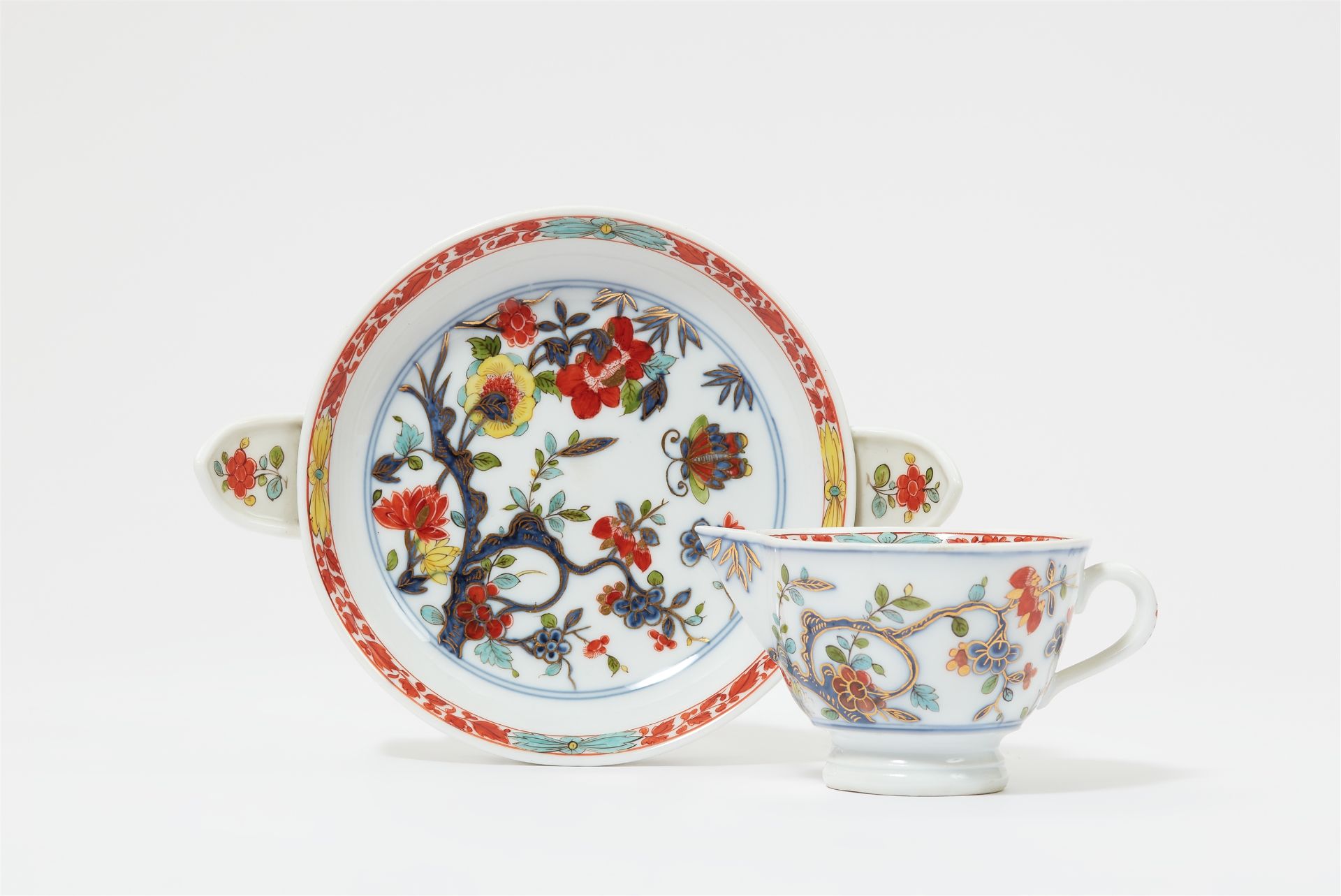 A Meissen porcelain cup and saucer with Imari style decor