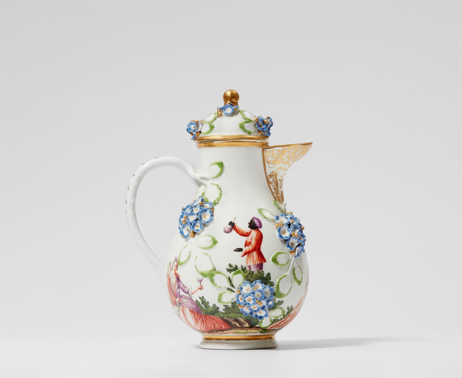 A Meissen porcelain coffee pot with hydrangea relief - Image 3 of 4