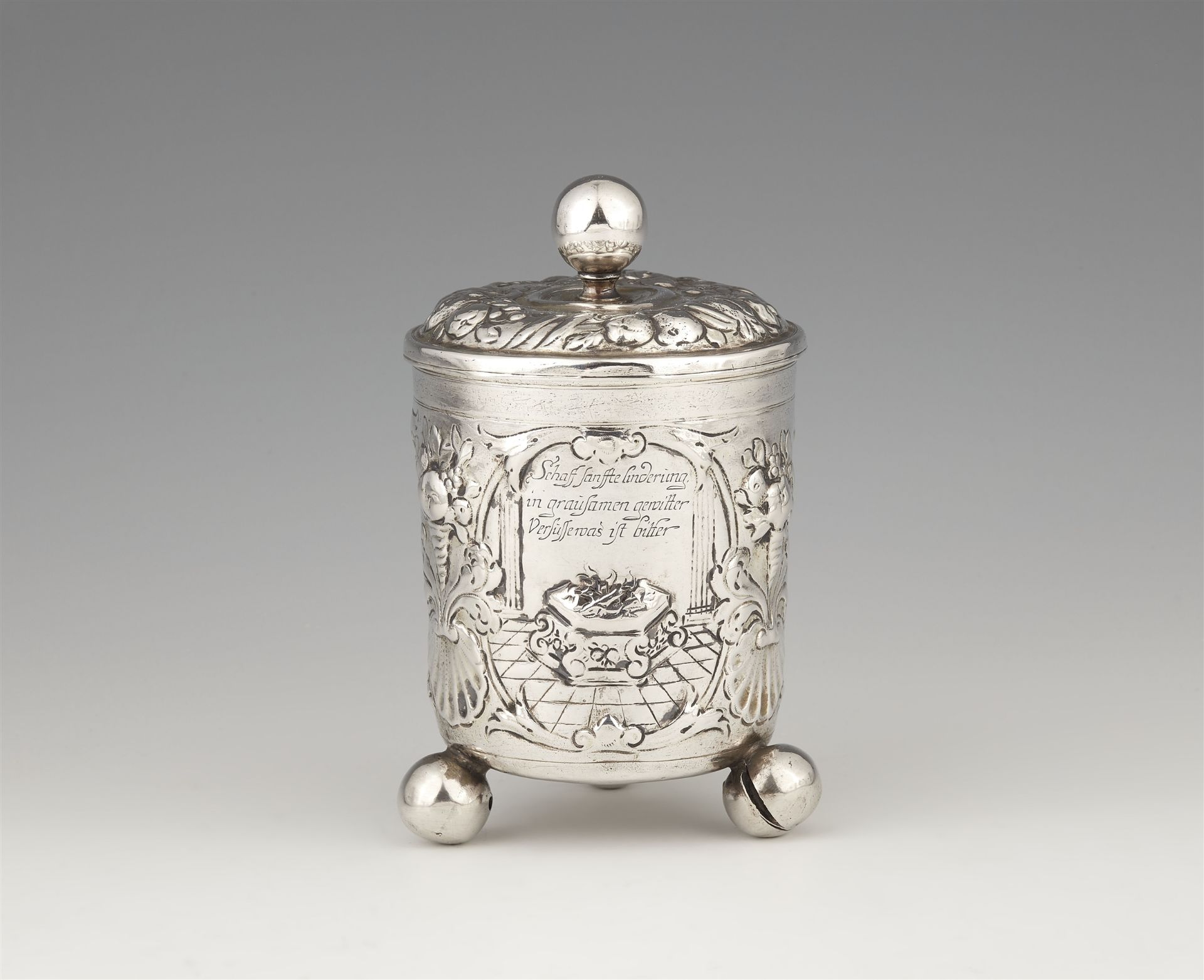 An Augsburg parcel gilt silver beaker and cover - Image 3 of 4