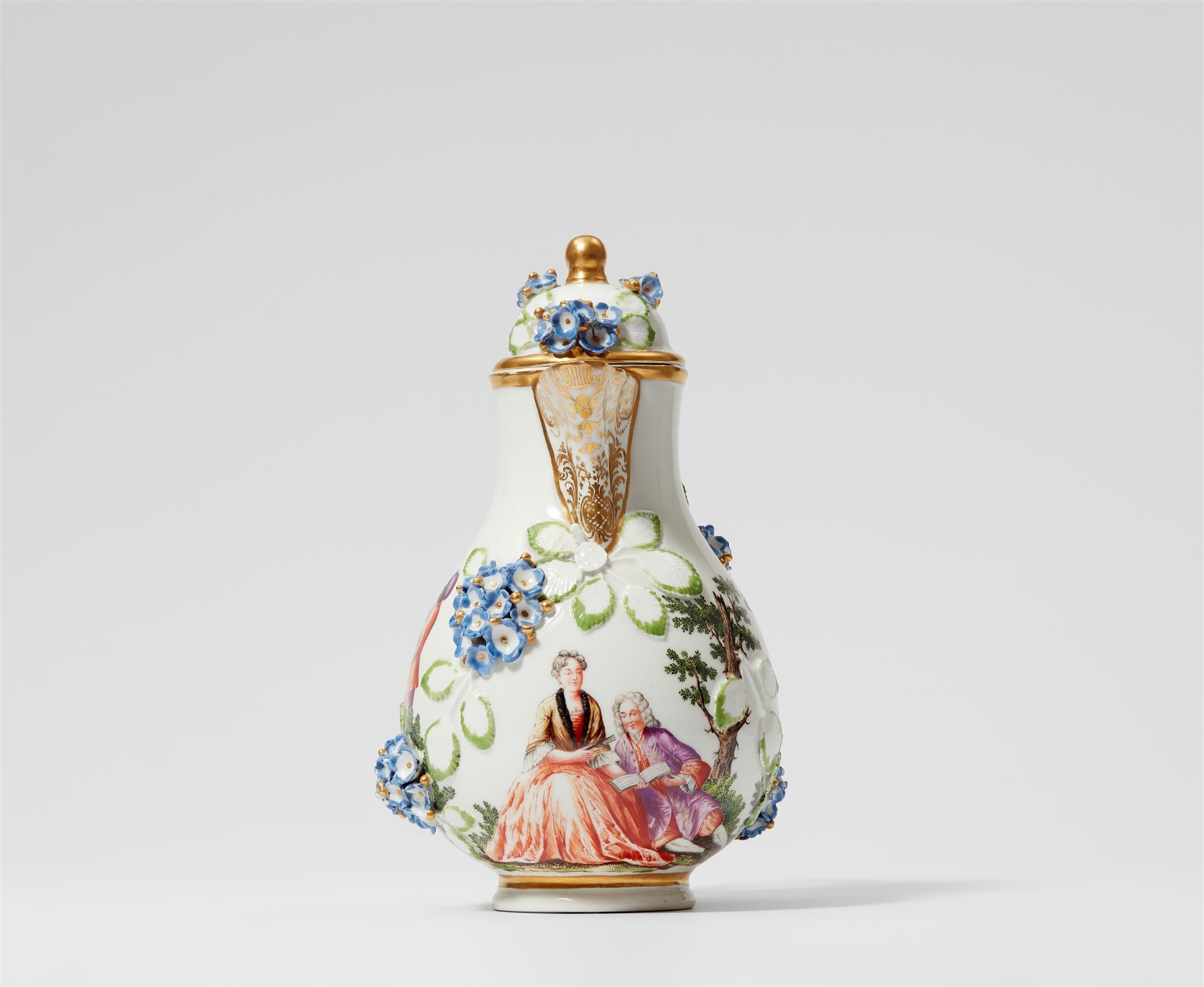 A Meissen porcelain coffee pot with hydrangea relief - Image 2 of 4