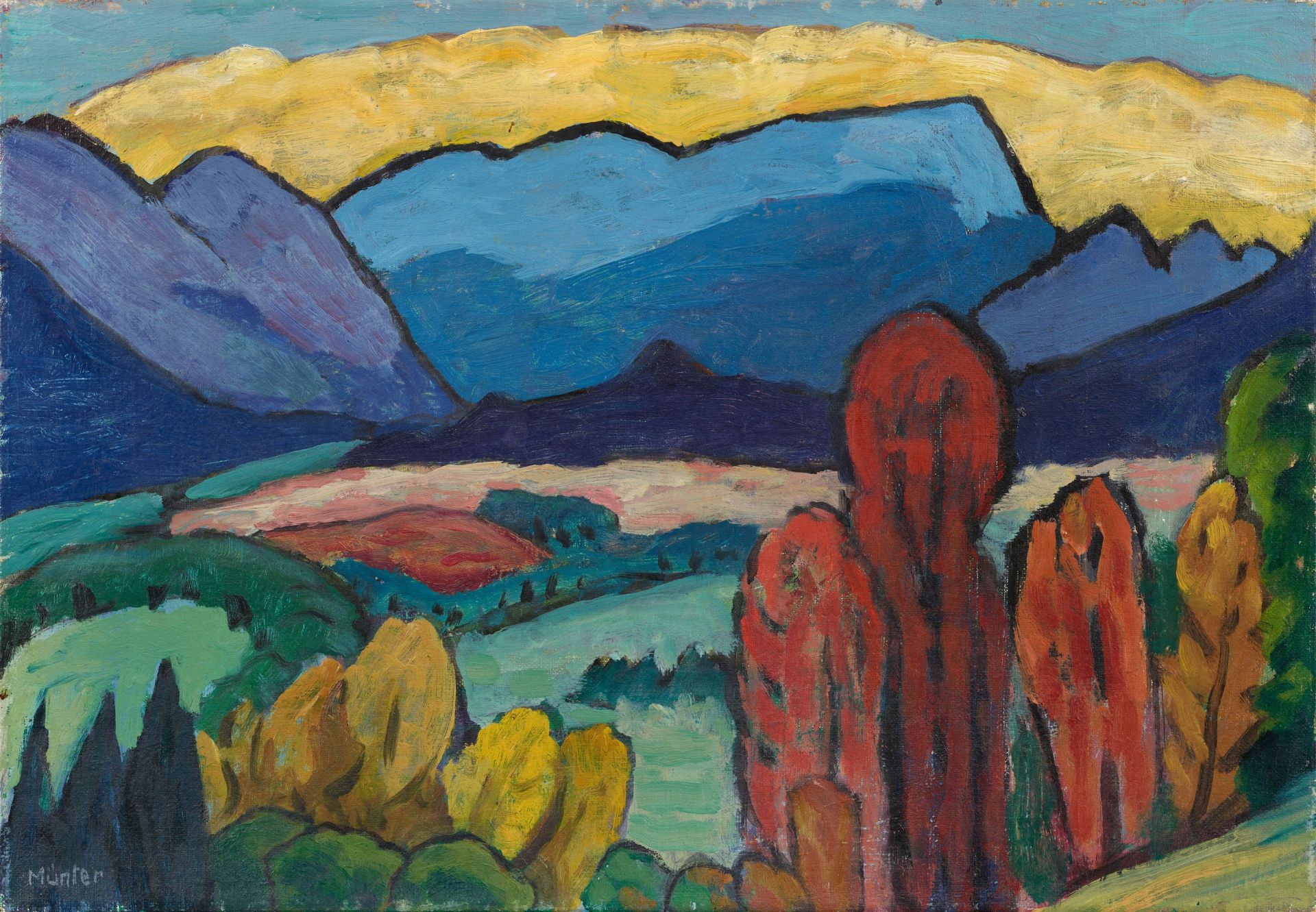 Gabriele Münter, Blick aufs Gebirge mit gelber Wolke