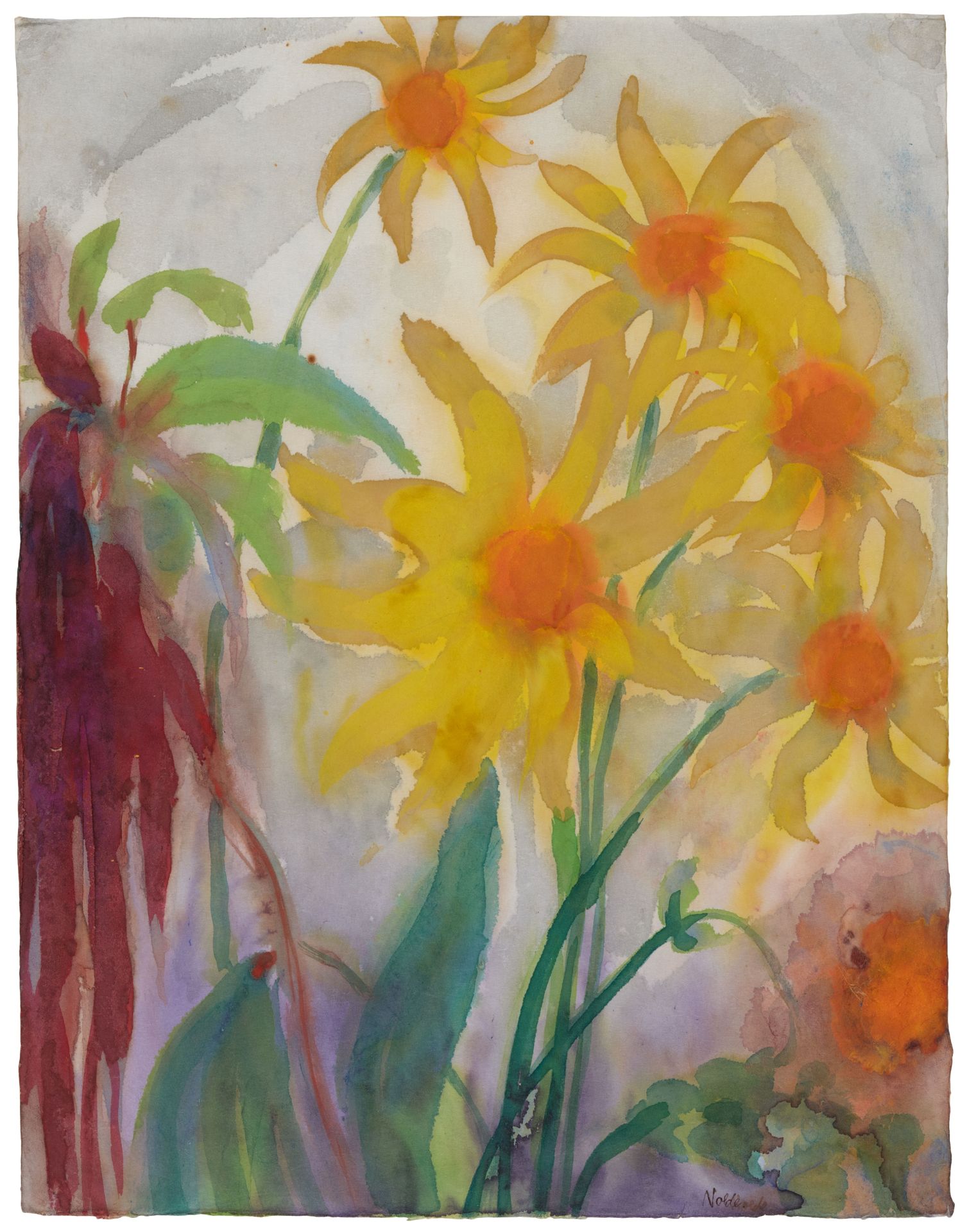 Emil Nolde, Sonnenblumen und Fuchsschwanz