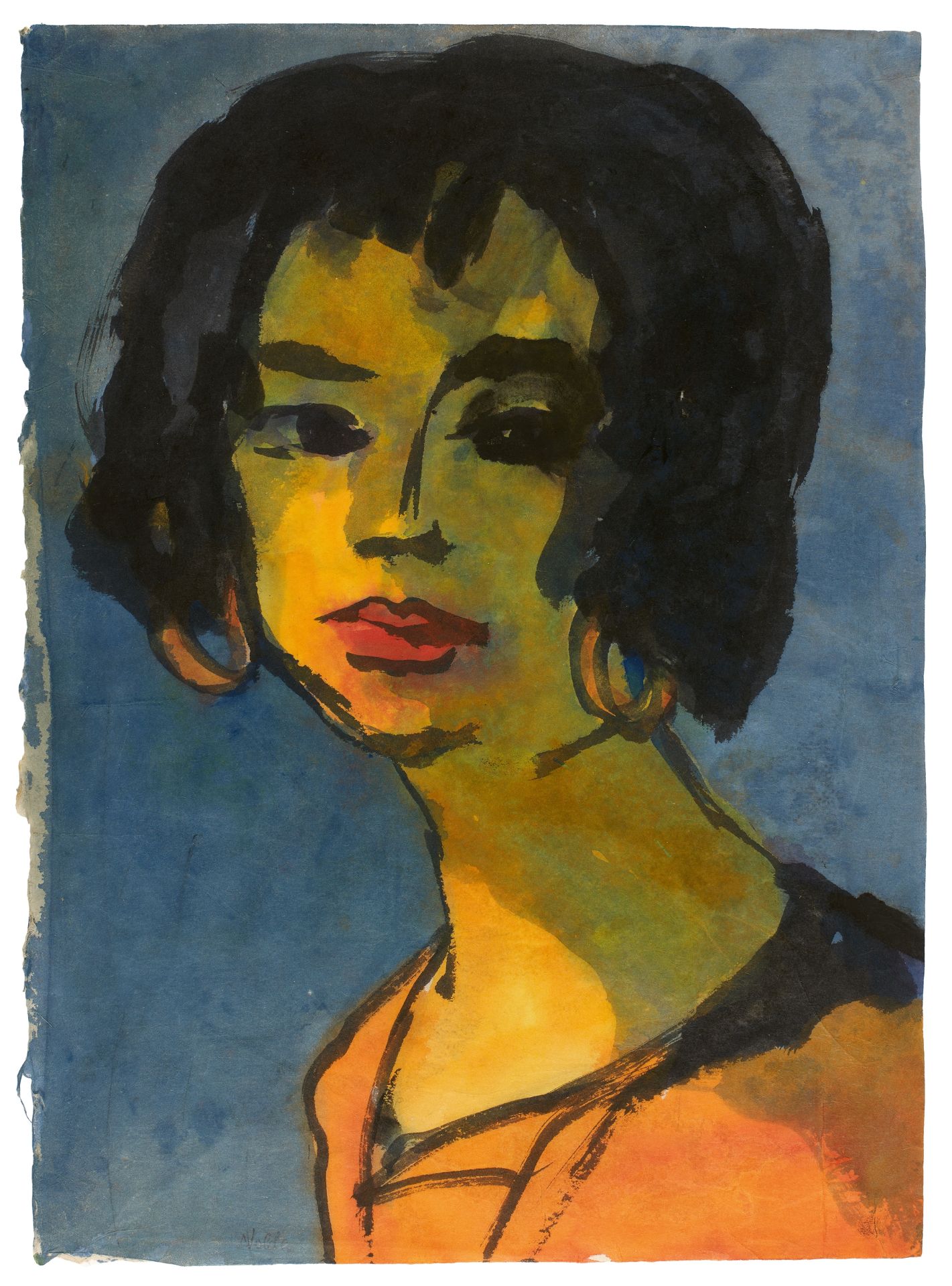 Emil Nolde, Portrait einer jungen Frau (mit Ohrringen)