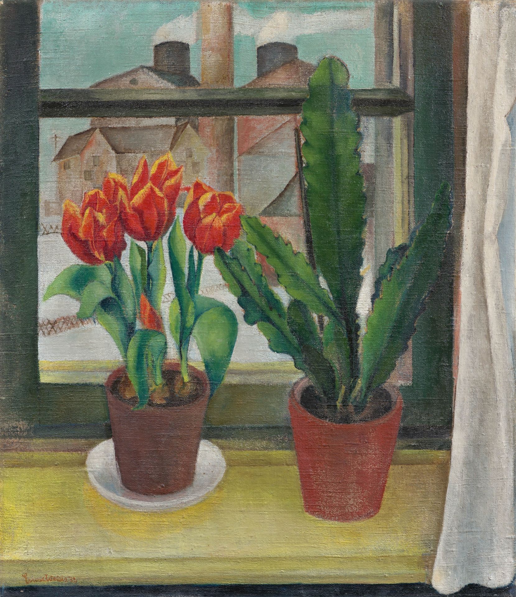 Ernst Weiers, Stillleben (Tulpen und Kaktus) - Image 2 of 2