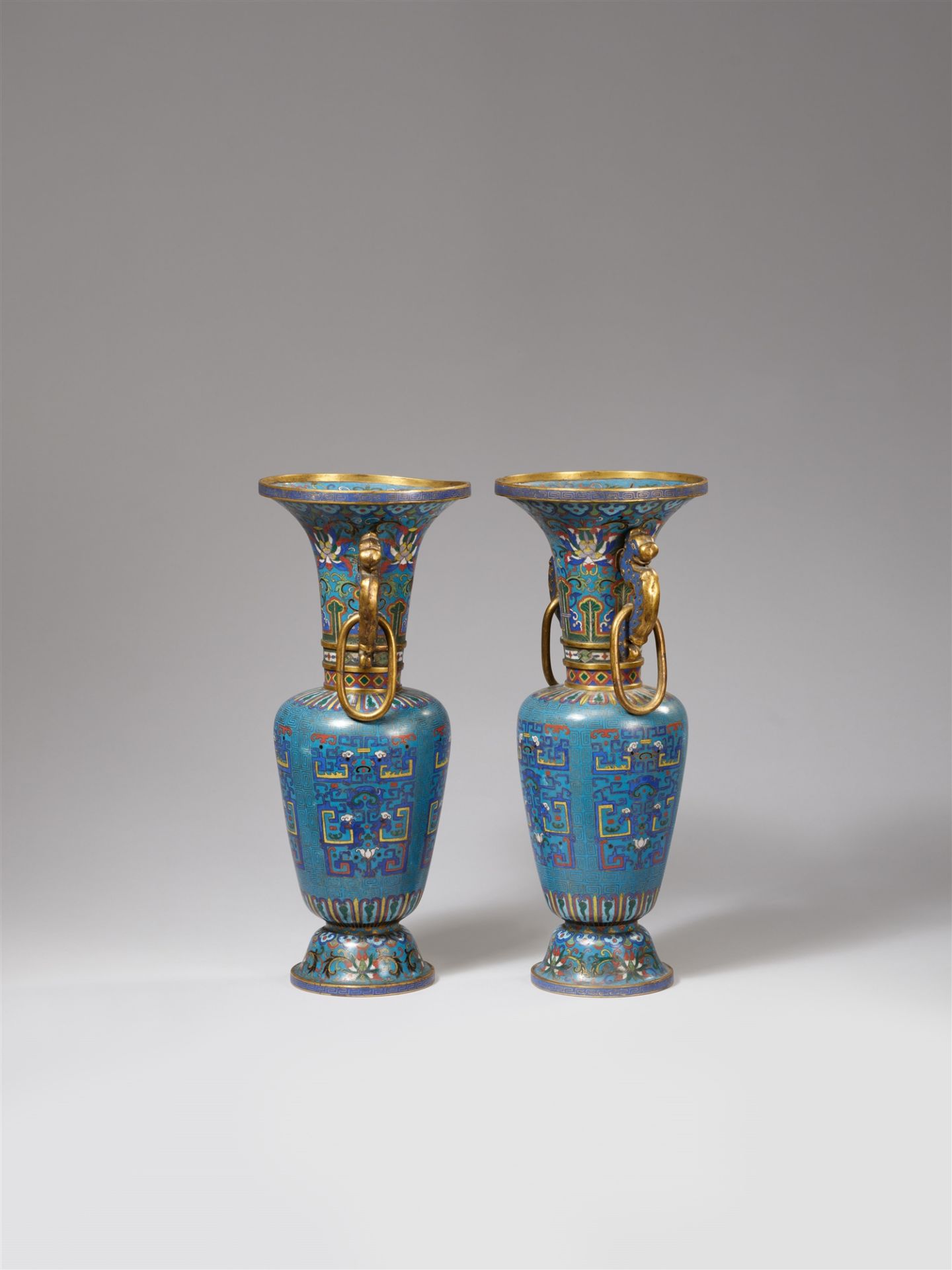 A pair of cloisonné enamel vases. Second half 19th century - Image 2 of 2