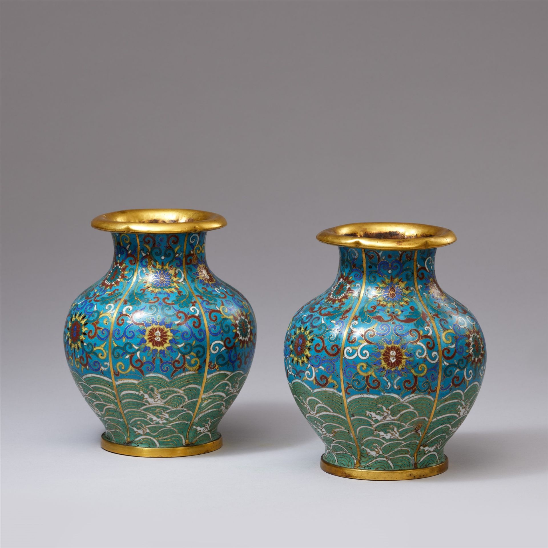 A pair of cloisonné enamel vase. 19th century - Image 2 of 2