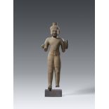 Figur des Bodhisattva Avalokiteshvara. Grauer Stein. Kambodscha. Baphuon-Stil, 2. Hälfte 11. Jh.