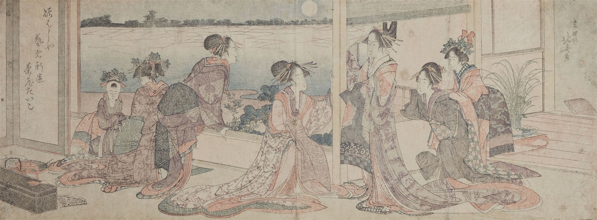 Katsushika Hokusai, Eine Gruppe von Kurtisanen, Geisha, shinzô und kamuro - Bild 2 aus 2