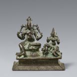 Shiva, Parvati und Skanda. Bronze. Süd-Indien. Chola. 15./16.Jh.