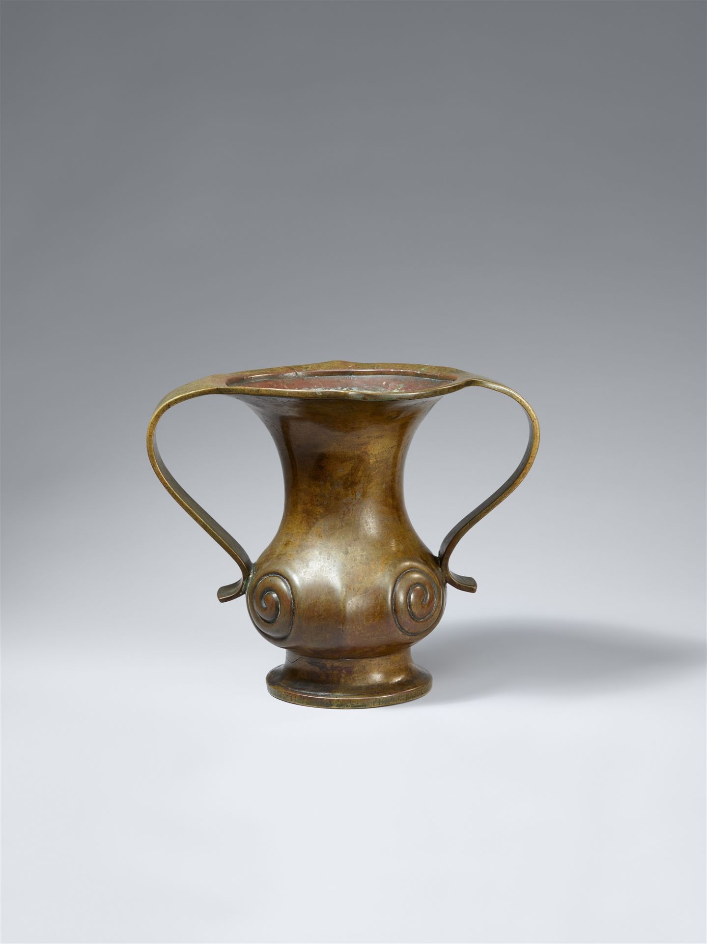 A large copper alloy mimikuchi ikebana vase. 19th century or earlier