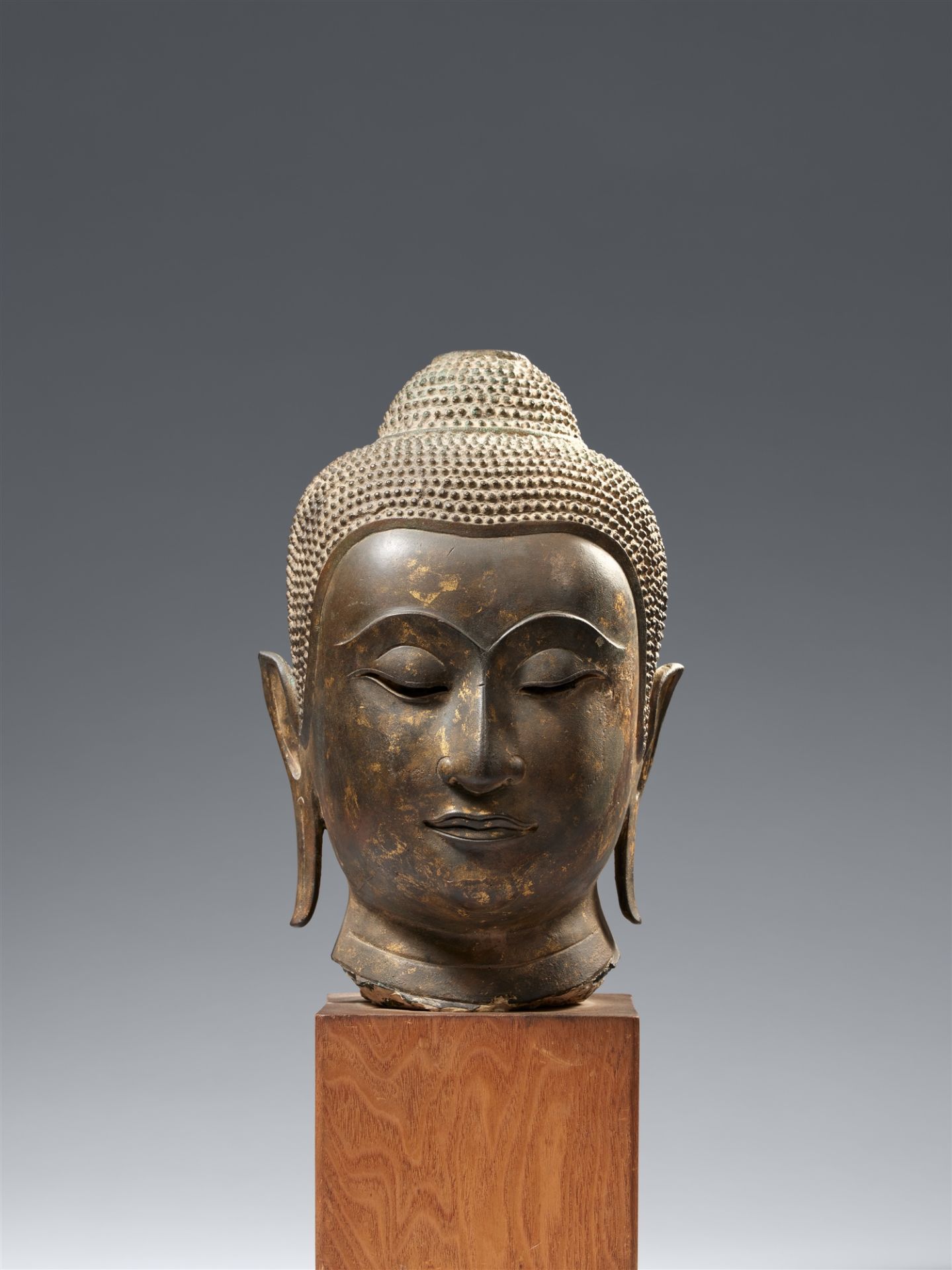 An Ayutthaya bronze head of a Buddha. Thailand. 15th/16th century