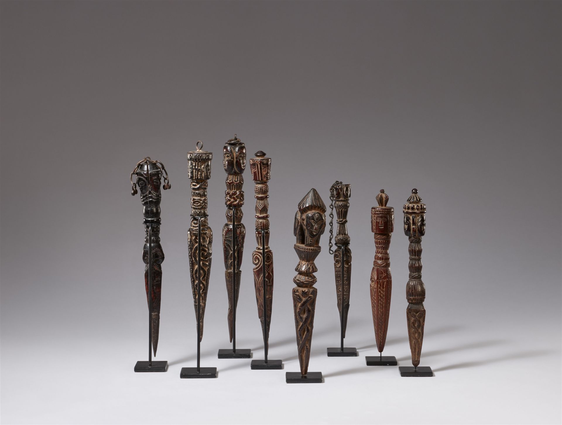 A collection of eight Nepalese wooden phurbu. 19th-20th century - Image 2 of 2