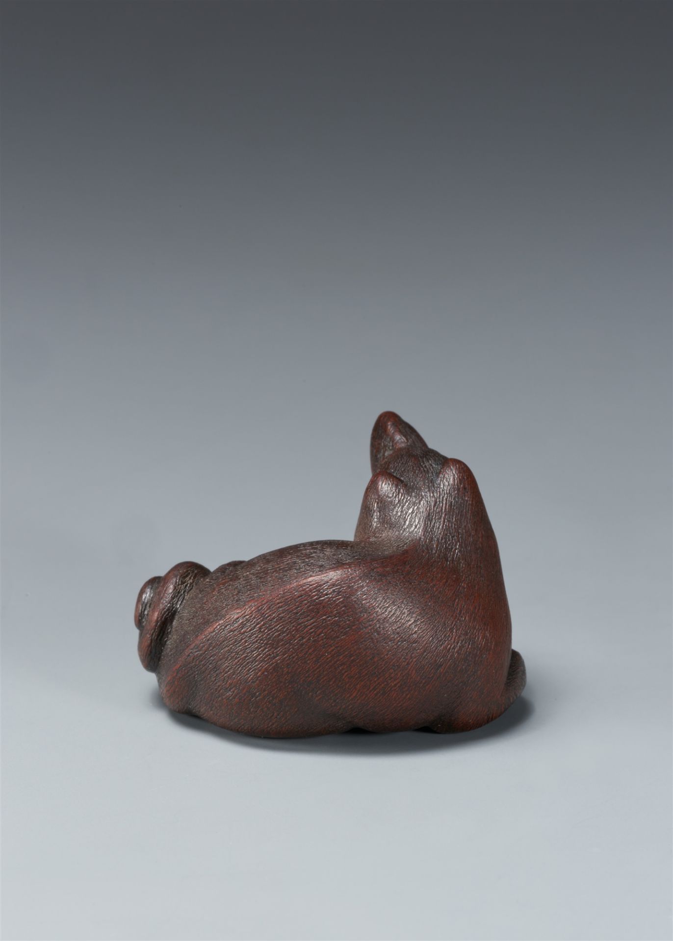 A Nagoya dark wood netsuke of a tanuki. Second half 20th century - Image 2 of 5