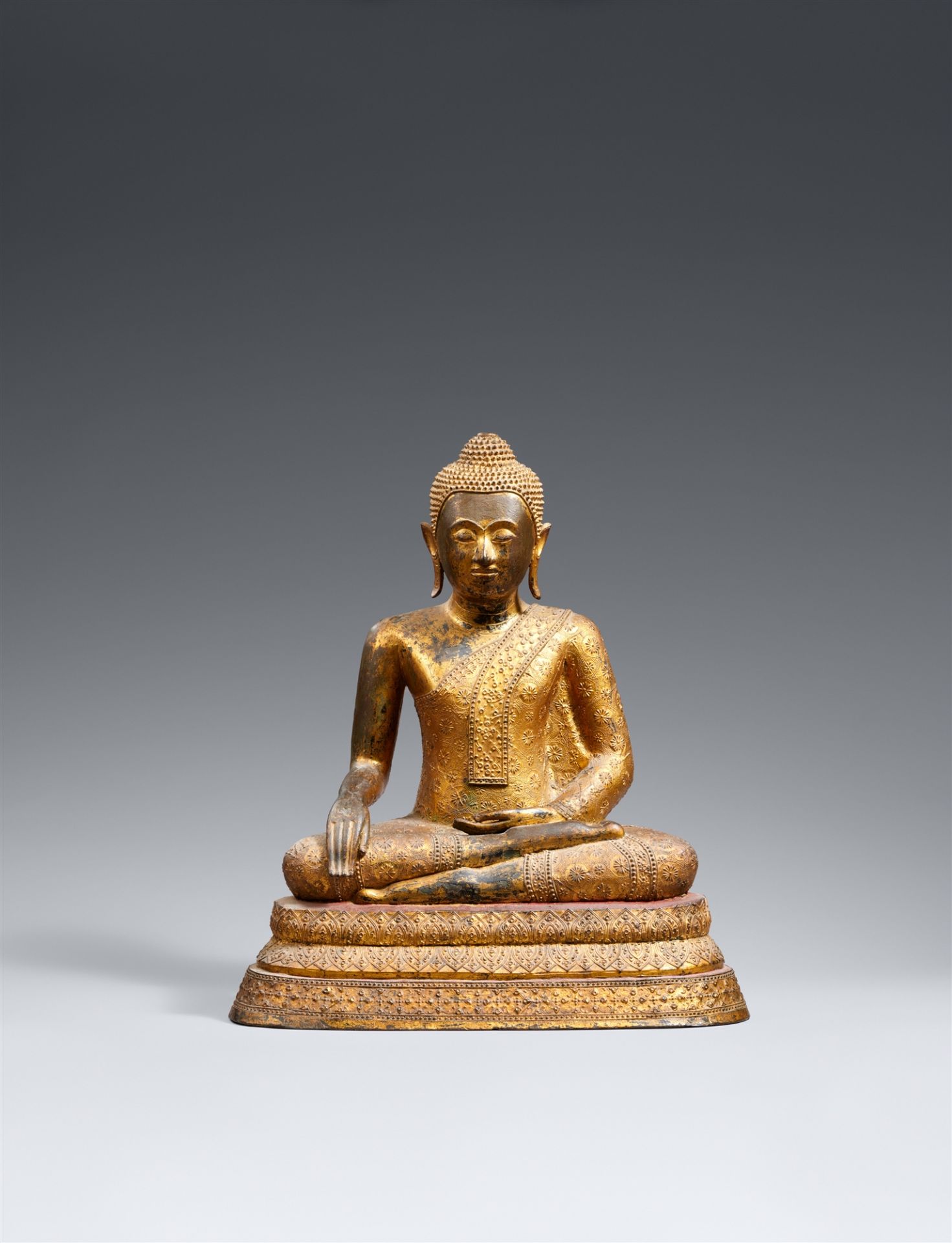 A Ratanakosin gilt-lacquered bronze Buddha Shakyamuni. Thailand. 19th century
