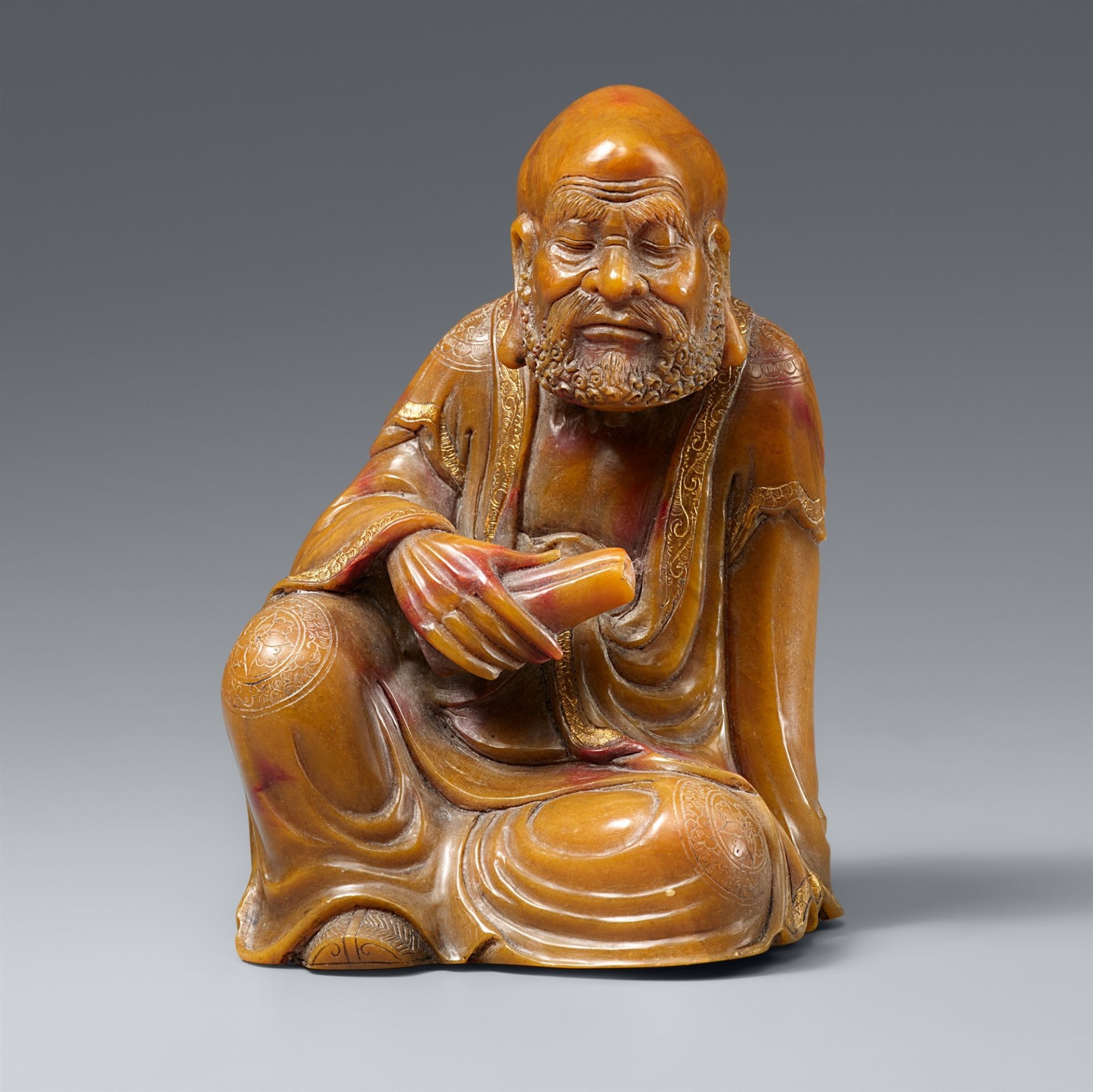 A soap stone figure of a bearded luohan. Qing dynasty, 17th/18th century