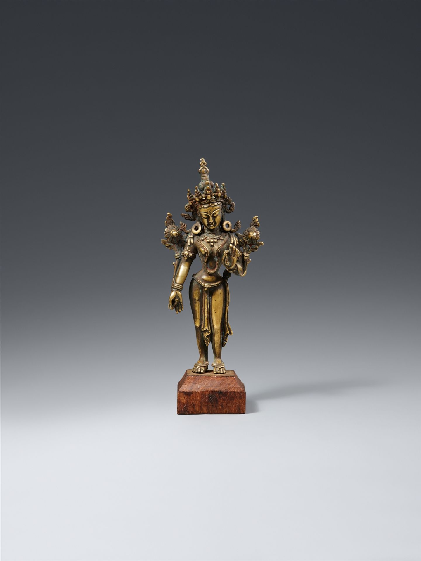 A Pala-style brass figure of Bodhisattva Padmapani