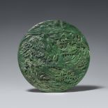 A spinach-green jade double-sided circular plaque for a screen. Second half 18th/early 19th century