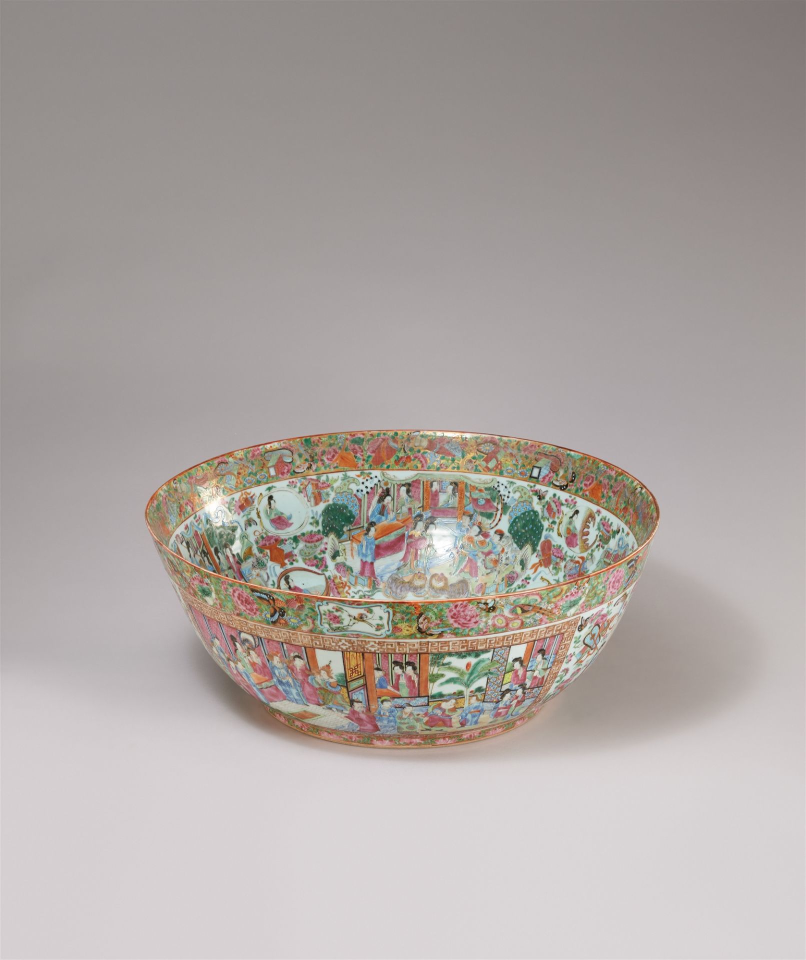 A very large Canton famille rose punch bowl. Qing dynasty, 19th century. - Image 2 of 3