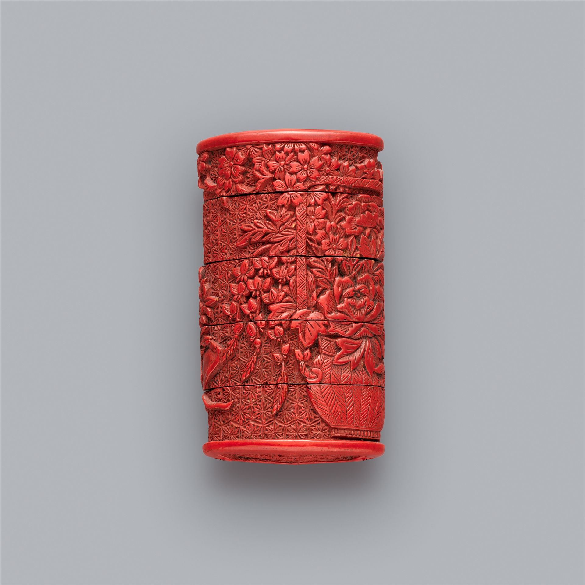 A Ryûkyûan four-case carved lacquer-type inrô. 19th century