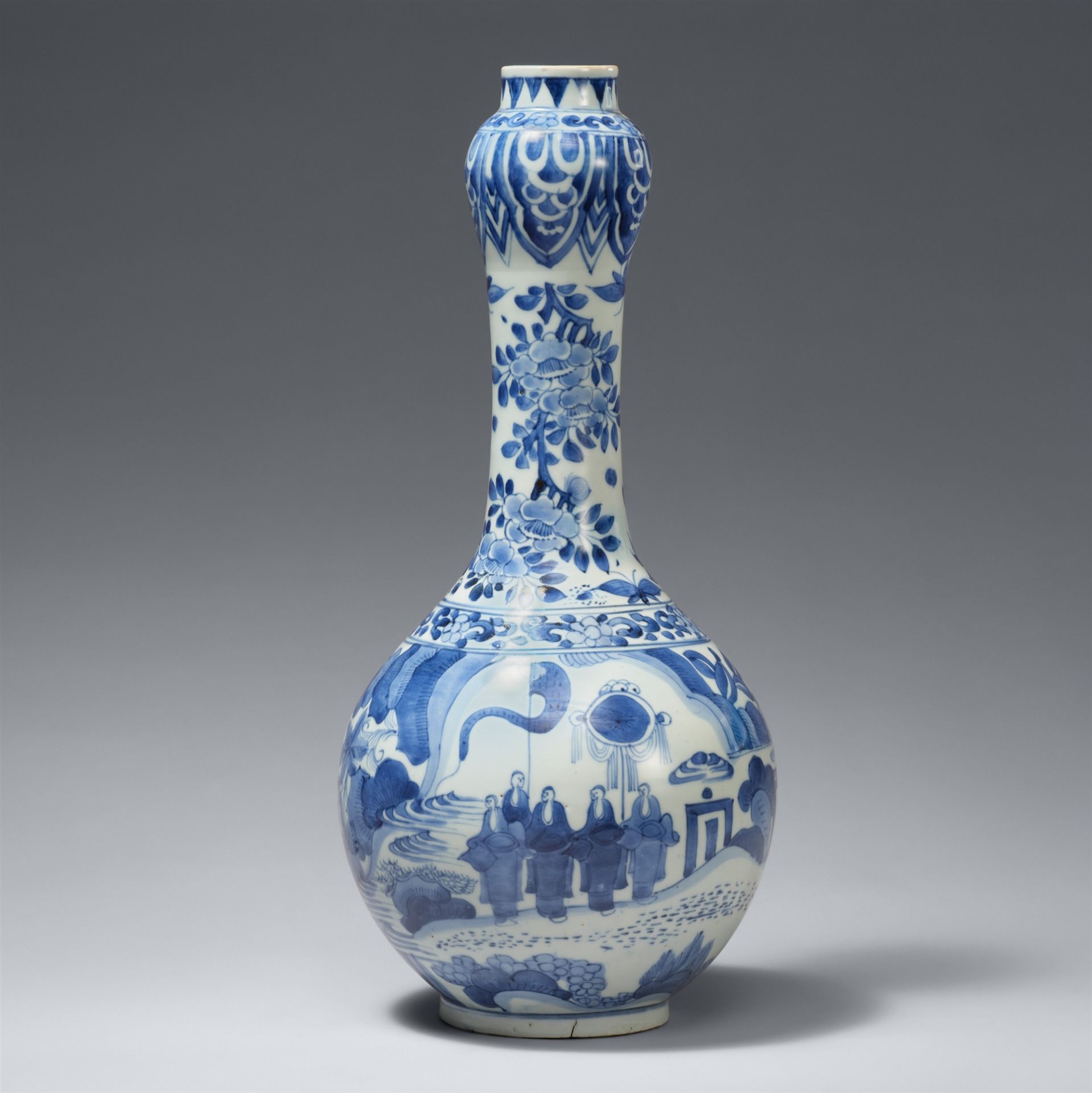 A blue-and-white garlic neck vase. Arita. Edo period, around 1660-80