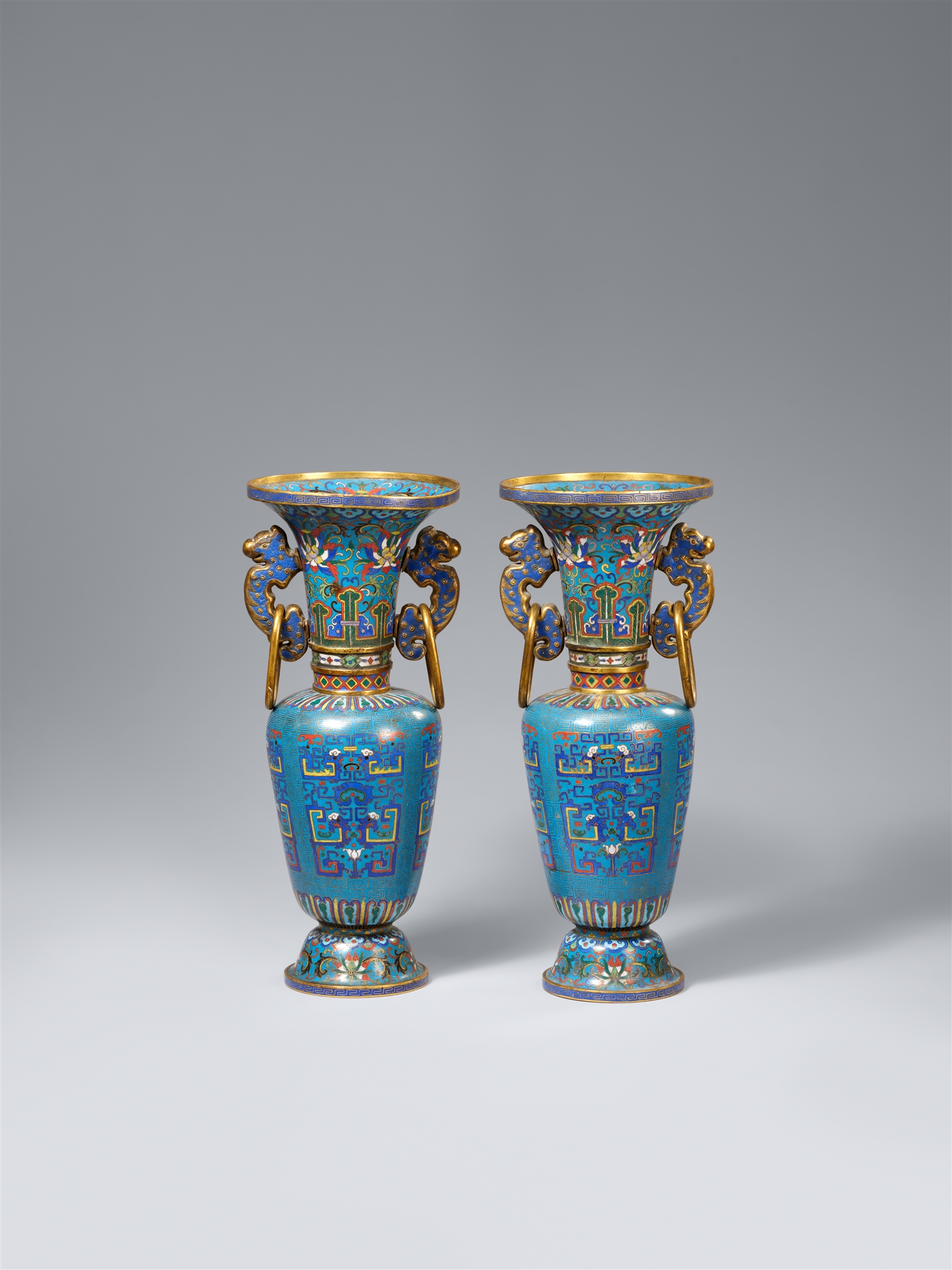 A pair of cloisonné enamel vases. Second half 19th century