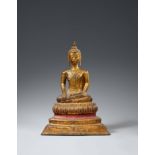 A Ratanakosin gilt-lacquered bronze figure of Buddha Shakyamuni. Thailand. 19th century