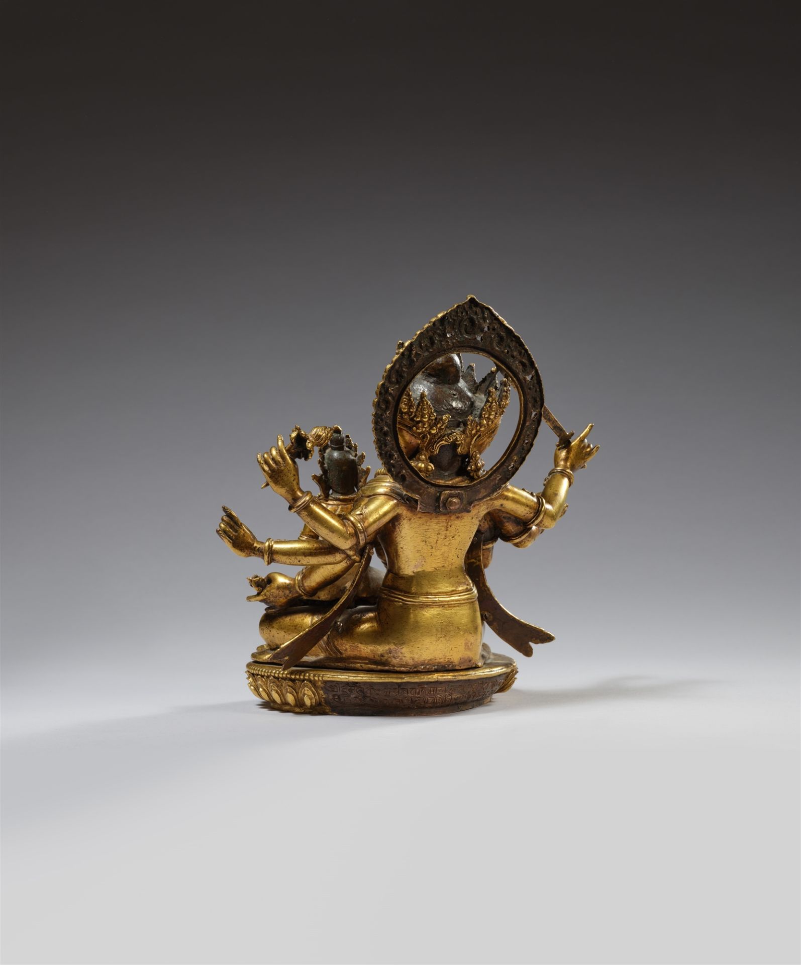 Dharmadhatu Vagishvara Manjushri. Bronze, feuervergoldet. Nepal, 18./19. Jh. - Bild 2 aus 2