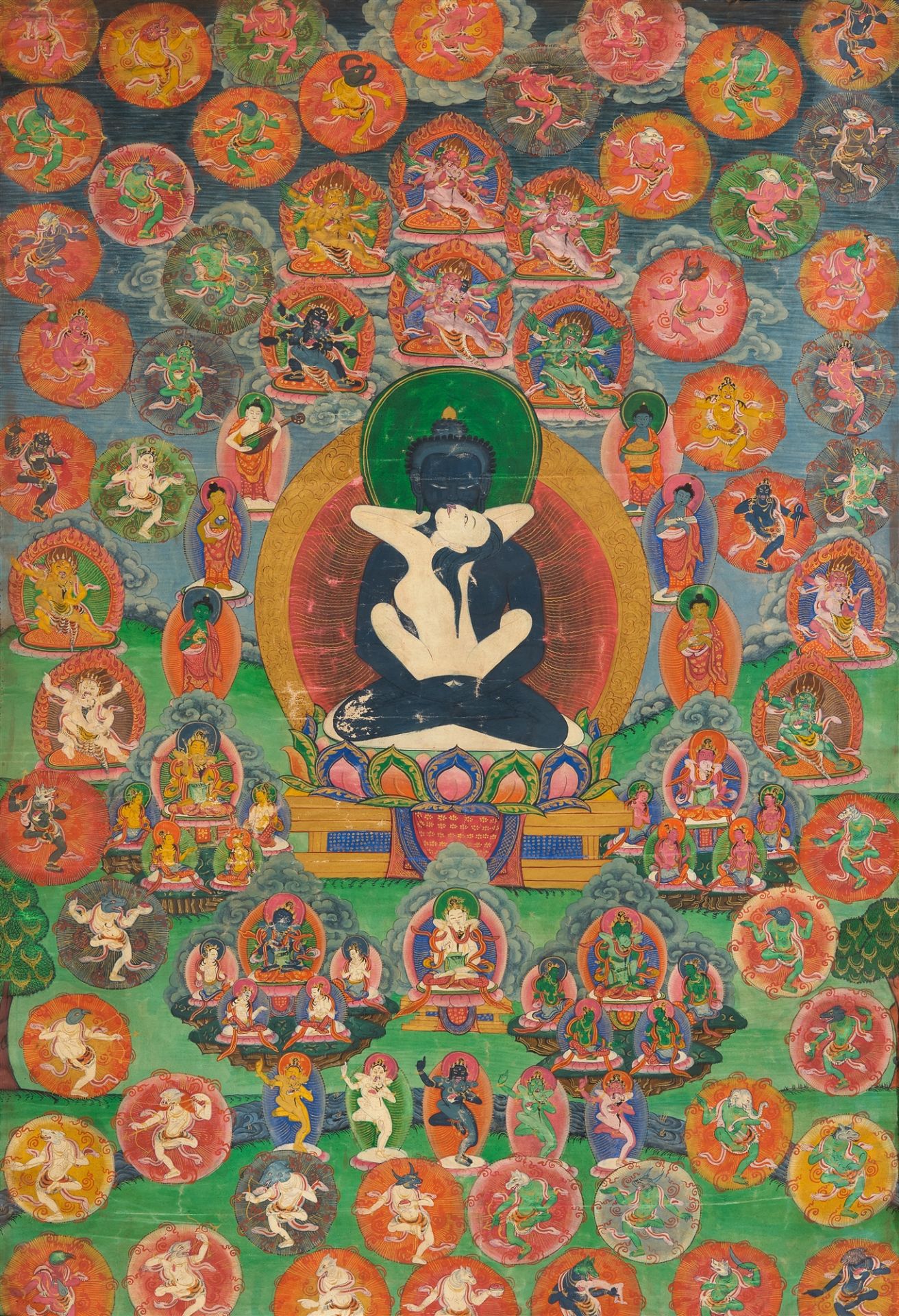 A Tibetan Thangka of Adibuddha Samantabadhra. 18th/19th century