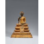 Buddha Shakyamuni. Bronze, über Schwarzlack vergoldet. Thailand, Ratanakosin. 19. Jh.