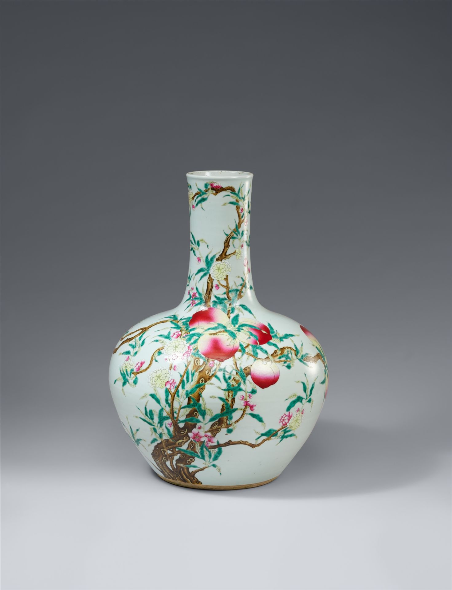 A large famille rose 'Nine Peaches' vase. 19th/early 20th century
