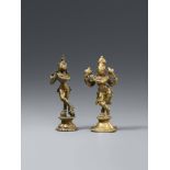 Zwei Figuren des Venugopala. Gelbguss. 18. Jh. oder später