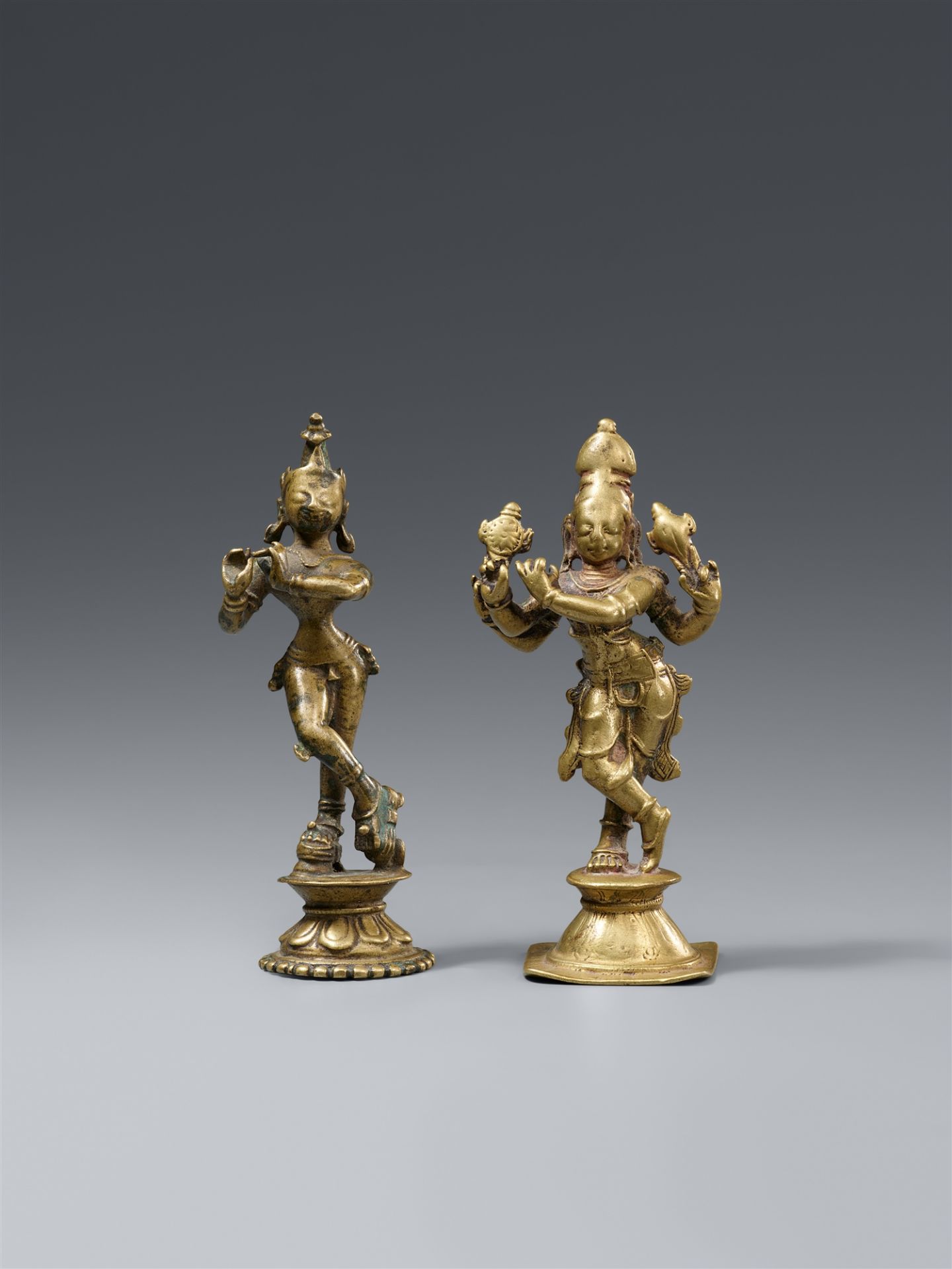 Two copper alloy figures of Venugopala. 18th century or later