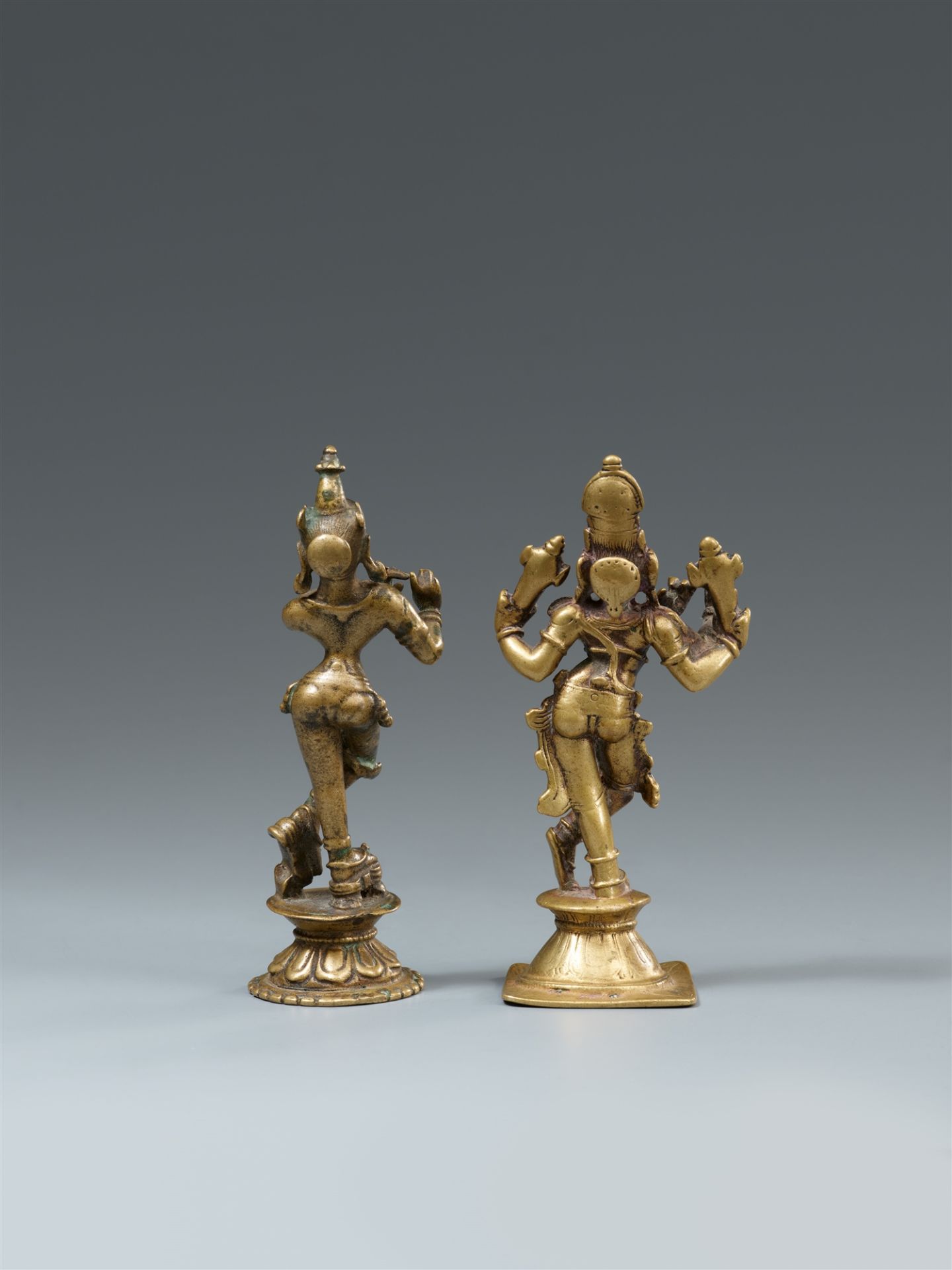 Two copper alloy figures of Venugopala. 18th century or later - Image 2 of 2