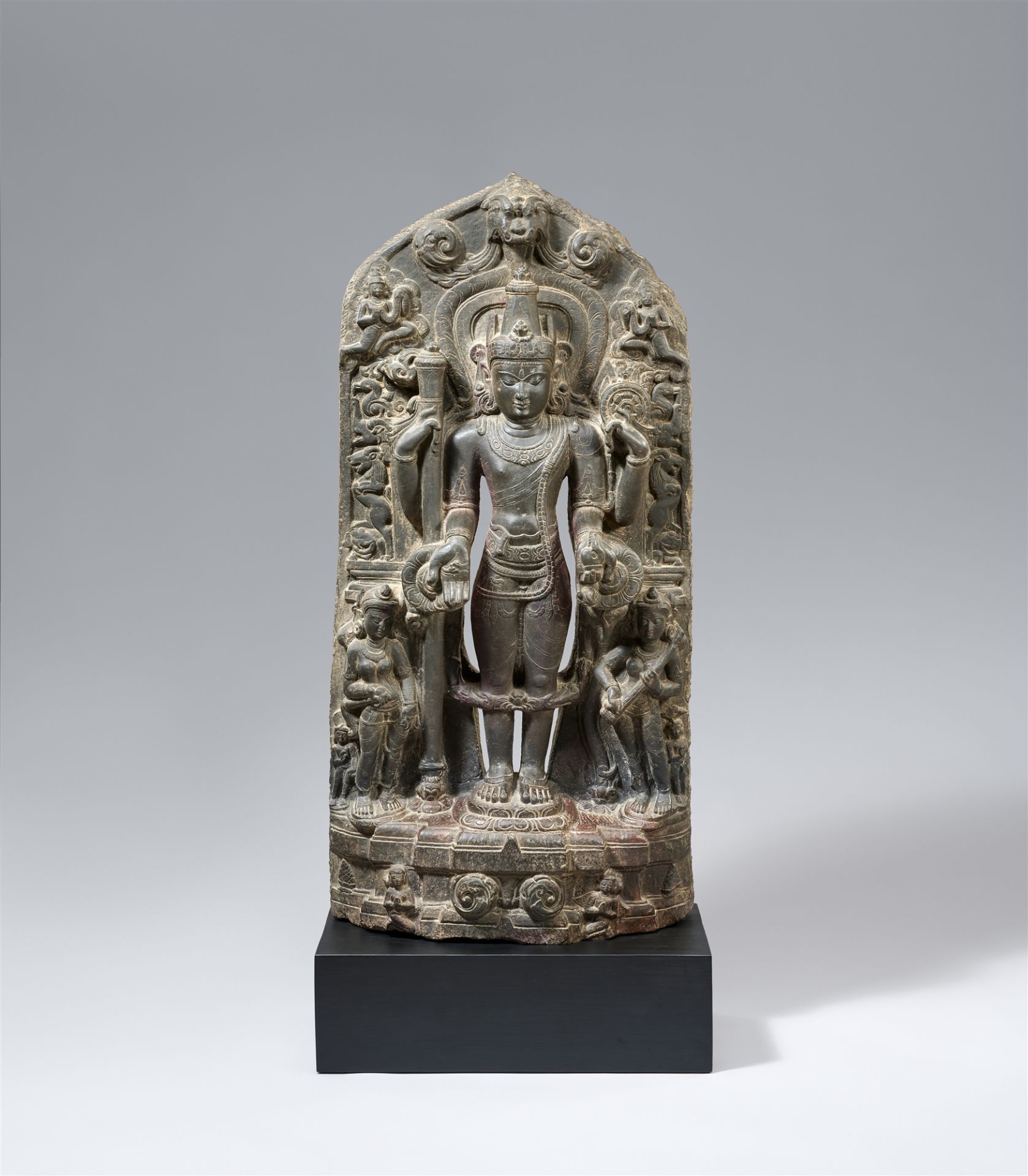 A Pala phyllite stone stele of Vishnu. Northeastern India, Bihar. 12th century