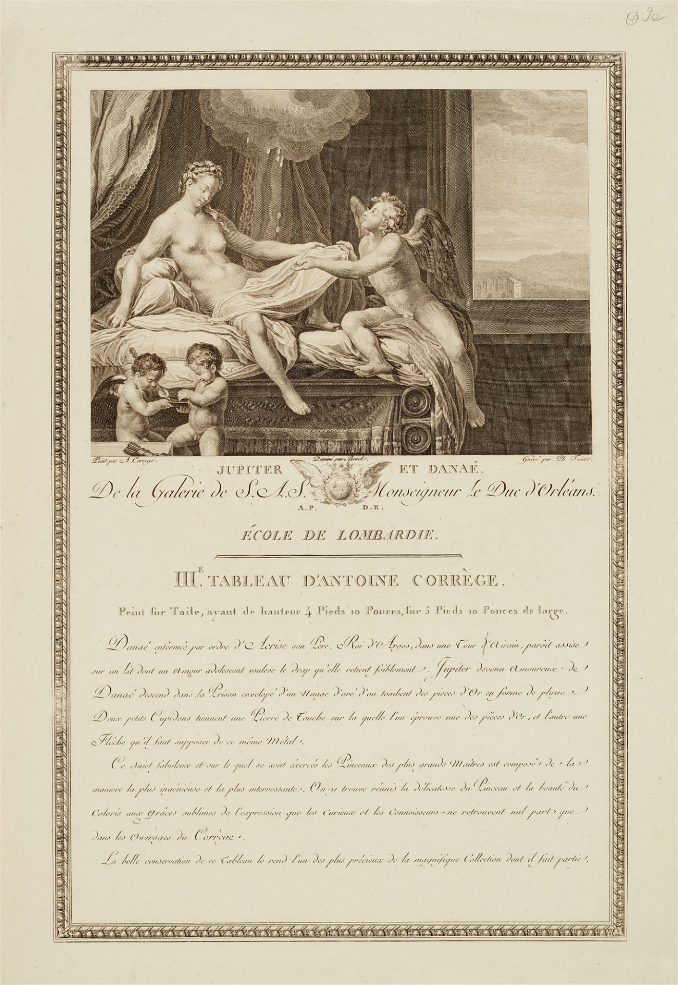 Danaë und der Goldregen, Pierre Jouffroy, 1758. - Bild 2 aus 2