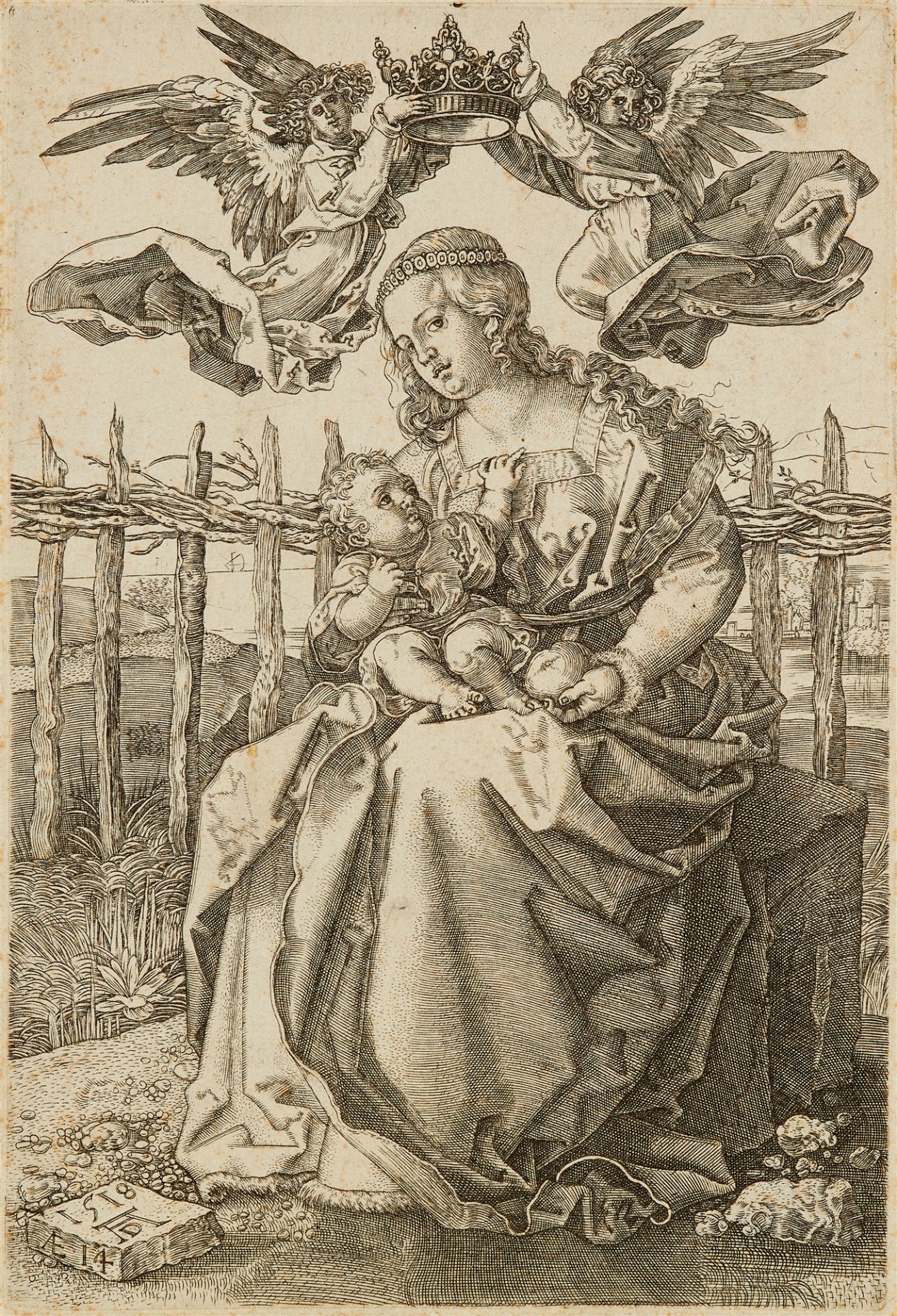 Madonna, gekrönt von zwei Engeln, Italien, zweite Hälfte 16. Jh. - Bild 2 aus 3