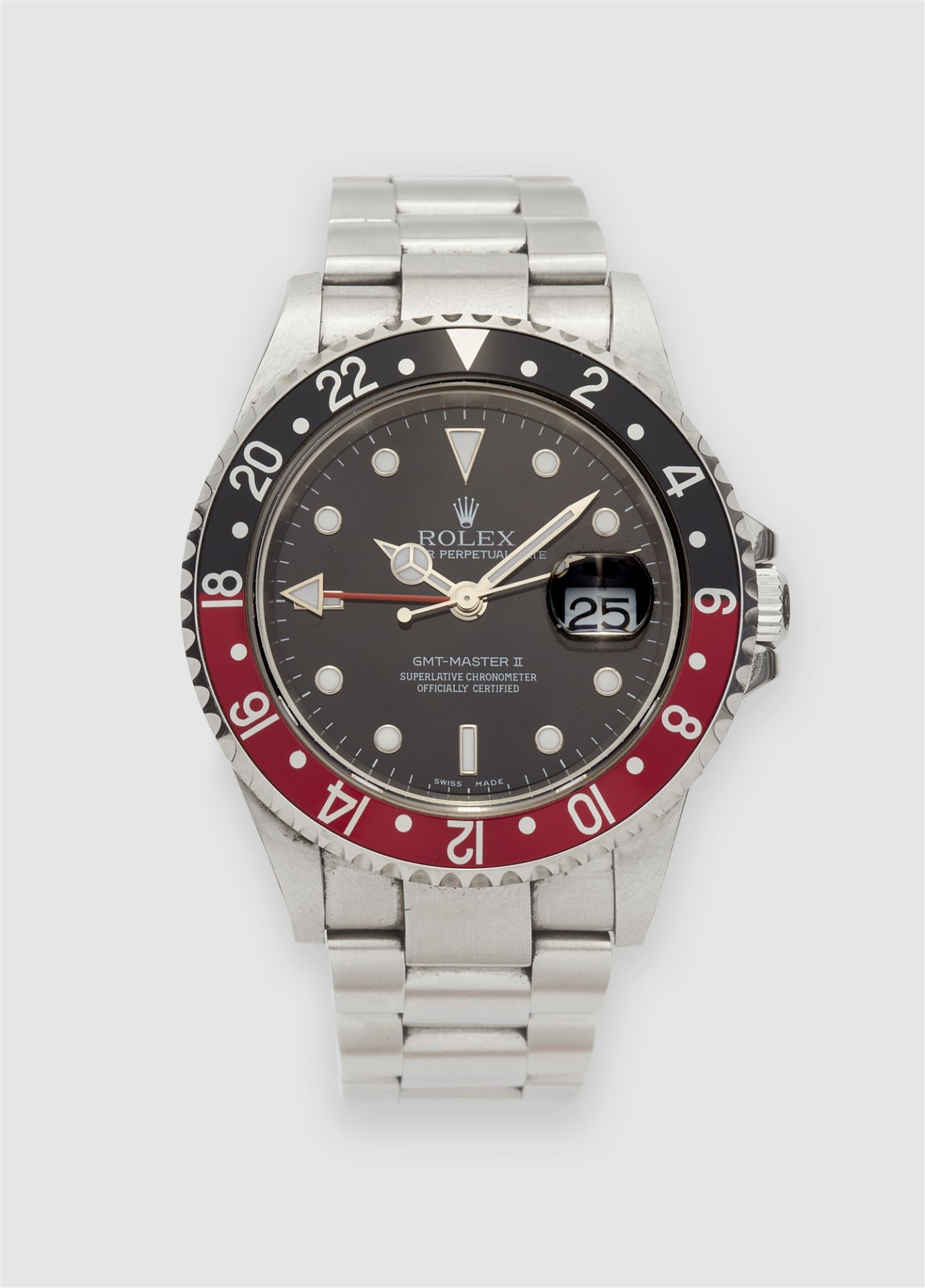 A stainless steel automatic Rolex GMT Master II "Coke" wristwatch ref. 16710.