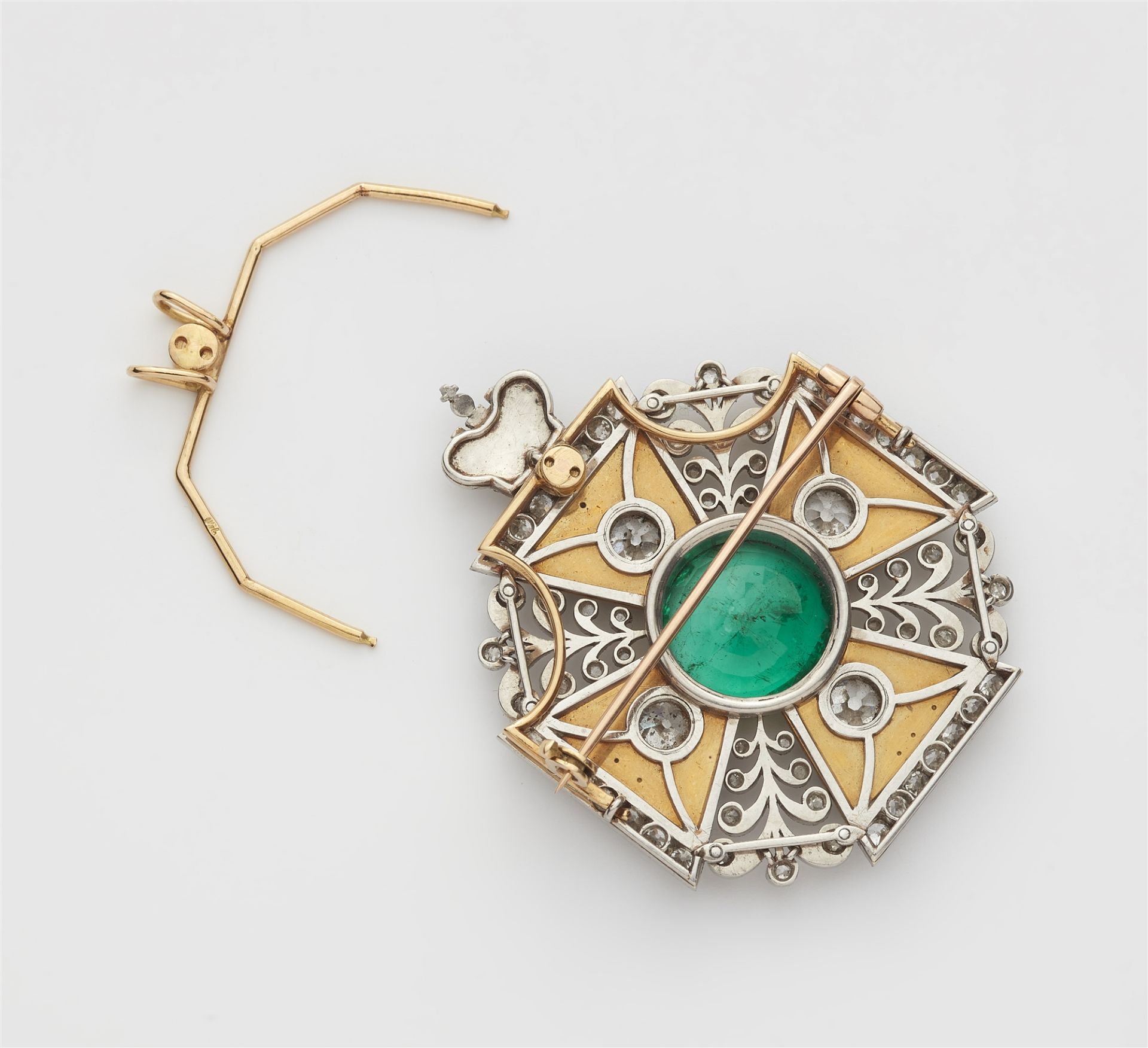 Fürstliche Ordenskreuz-Brosche mit Smaragd - Bild 2 aus 2