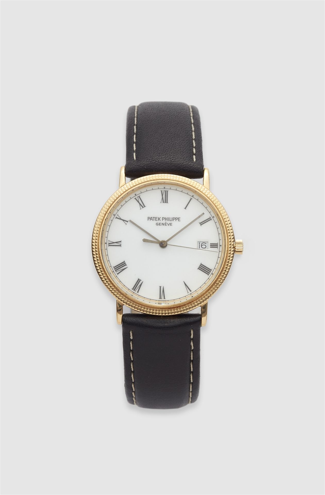 An 18k yellow gold Patek Philippe Calatrava quartz gentleman´s wristwatch.