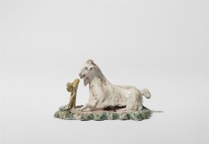 A faience model of a goat
