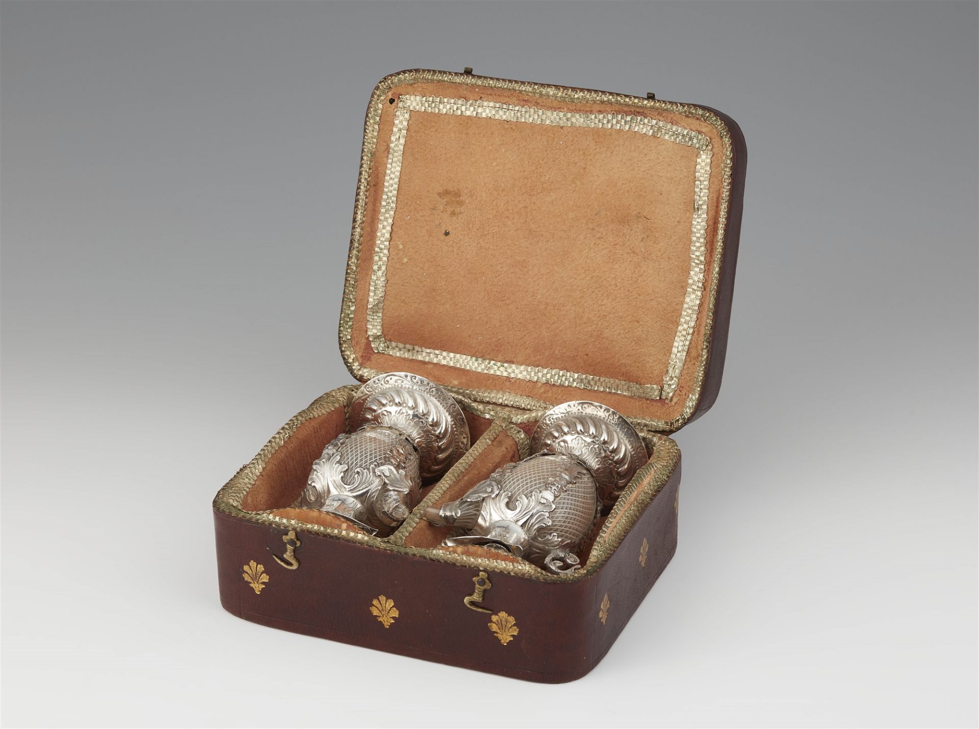 A pair of Venetian silver-mounted ewers in a fitted case - Image 2 of 3
