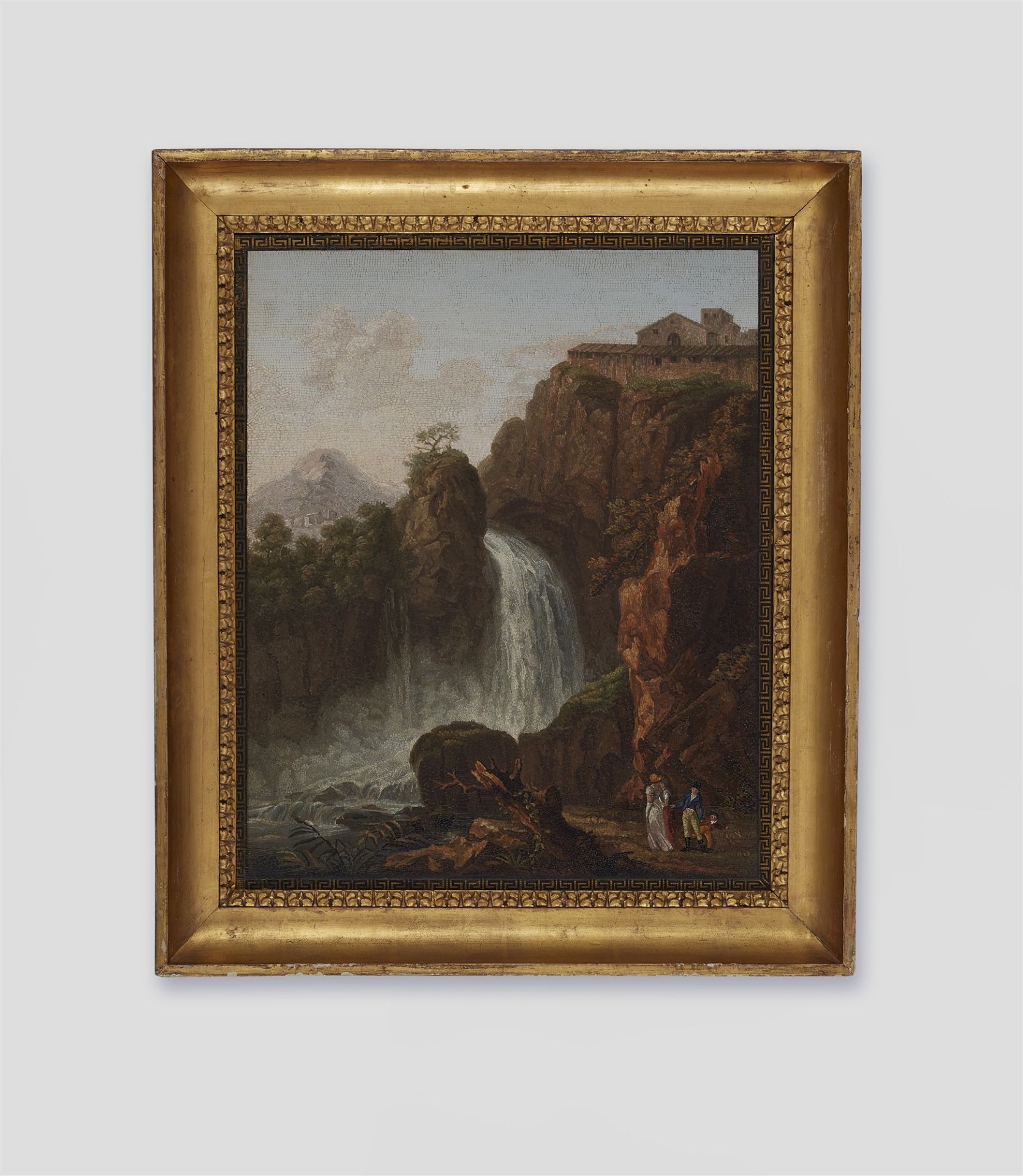 An important micromosaic panel "Veduta delle cascate a Tivoli"