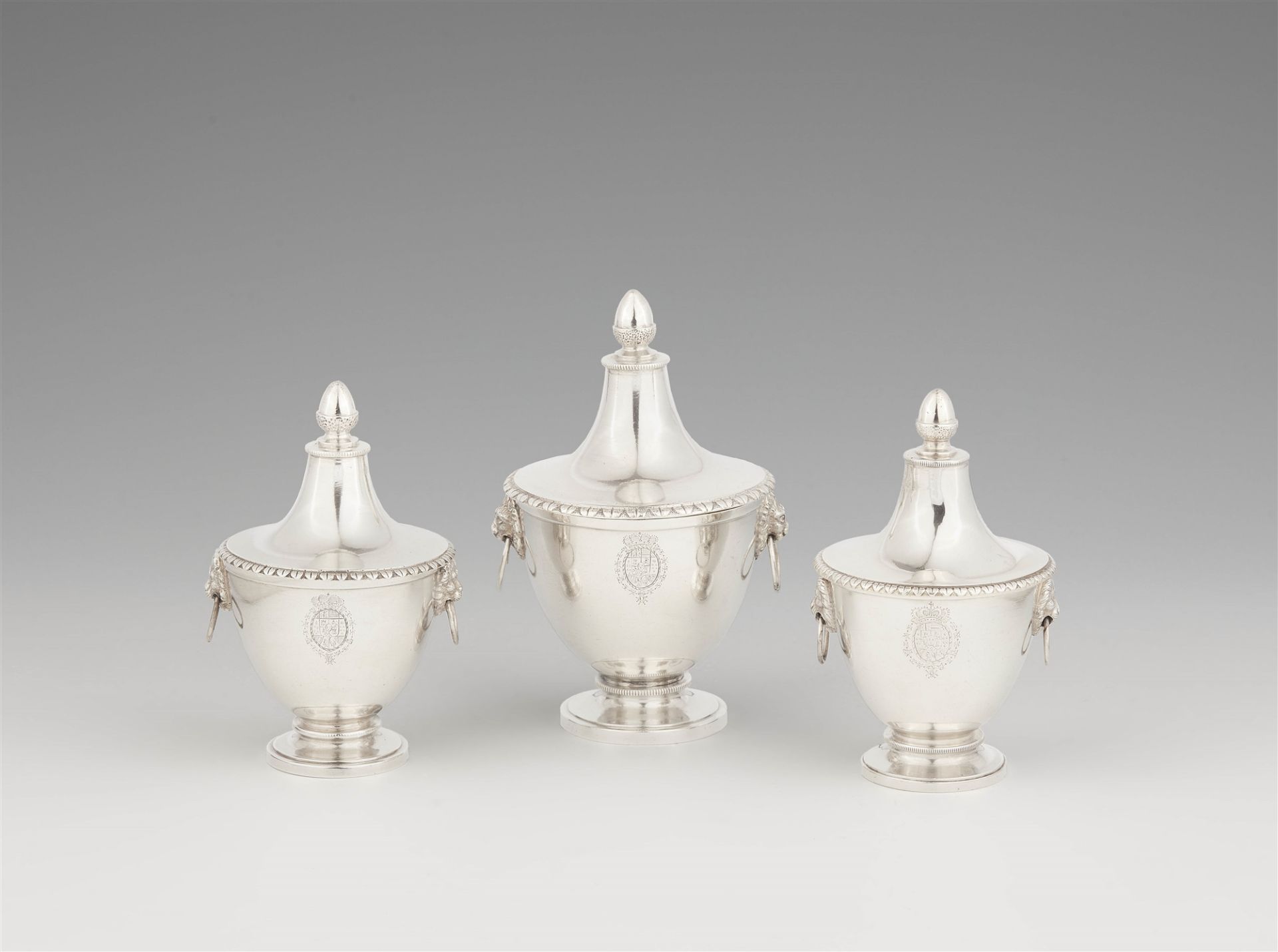 Three courtly silver toilette boxes