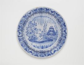 A Nuremberg faience platter with a chinoiserie