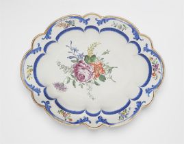 An oval Strasbourg faience platter from the dinner service for the cardinals of Rohan de Saverne