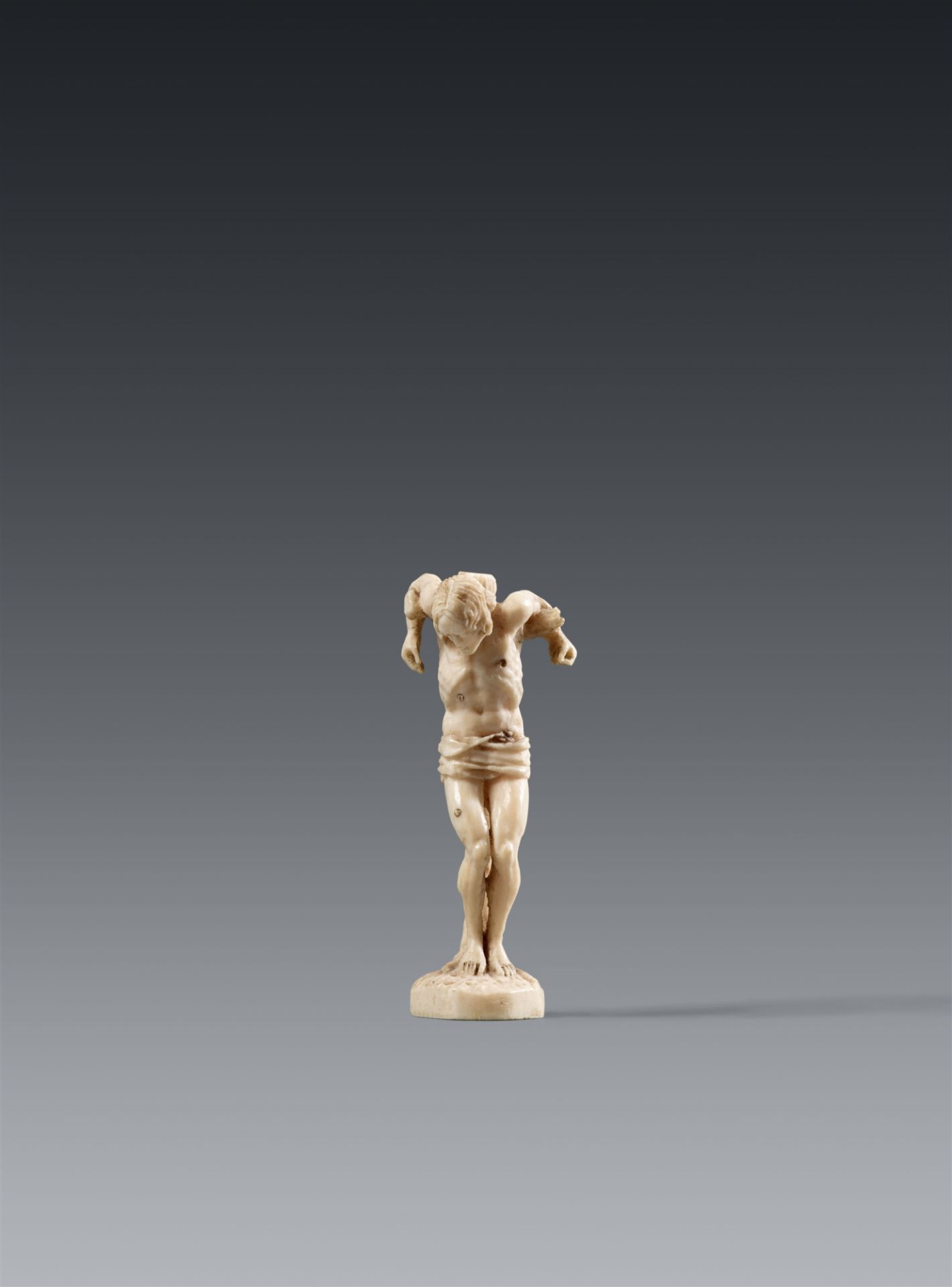 A 17th century German carved ivory figure of St Sebastian