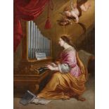 Flämischer Meister Mitte 17. Jahrhundert, Die hl. Cäcilie an der Orgel
