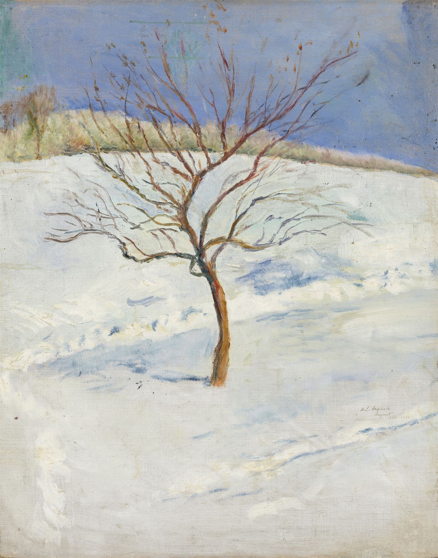 August Macke, Baum in verschneiter Landschaft
